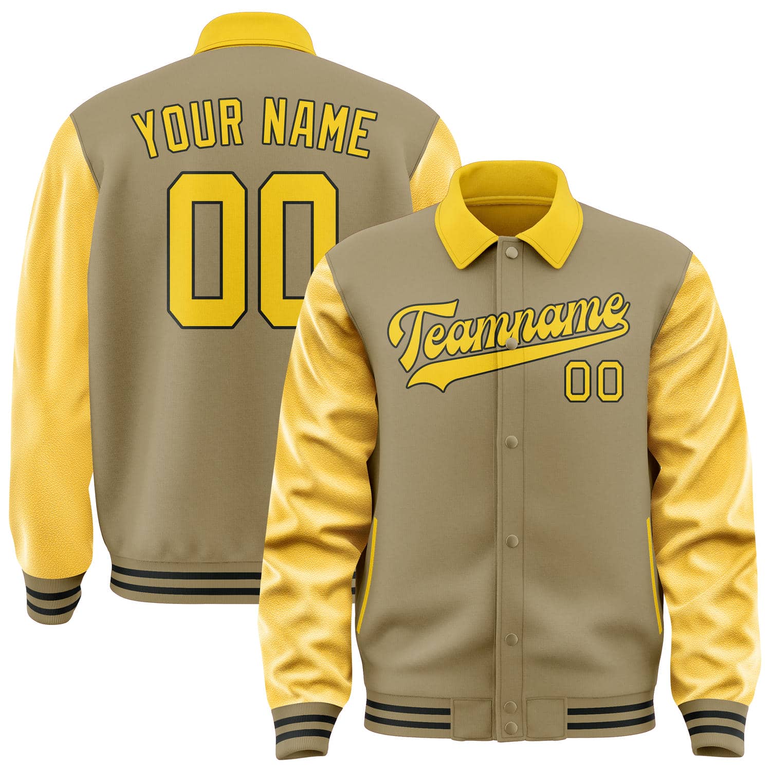 Maßgeschneidertes Hellkhaki Gold Jacke JA252530251717303017
