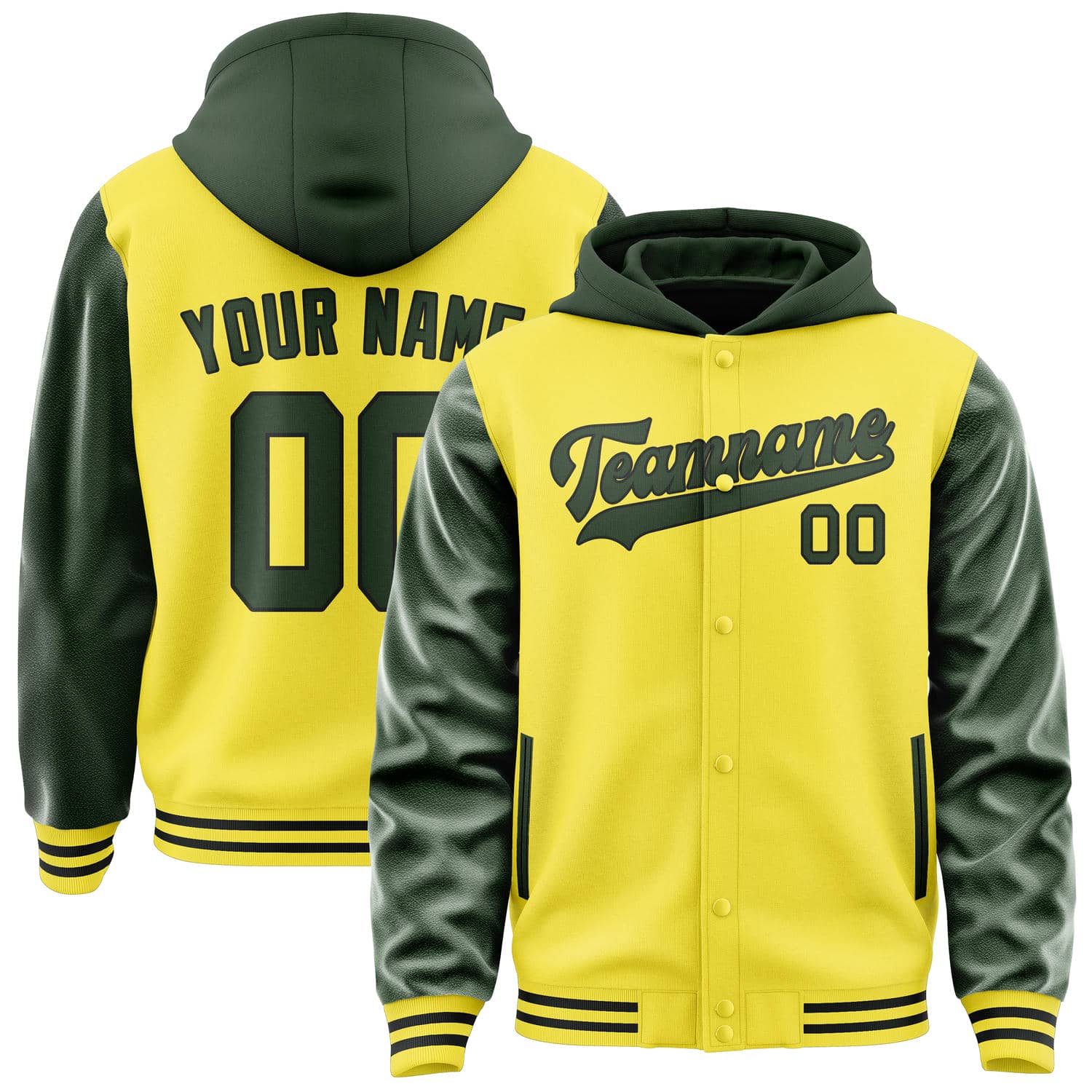 Maßgeschneidertes Blassgelb Tannengrün Jacke