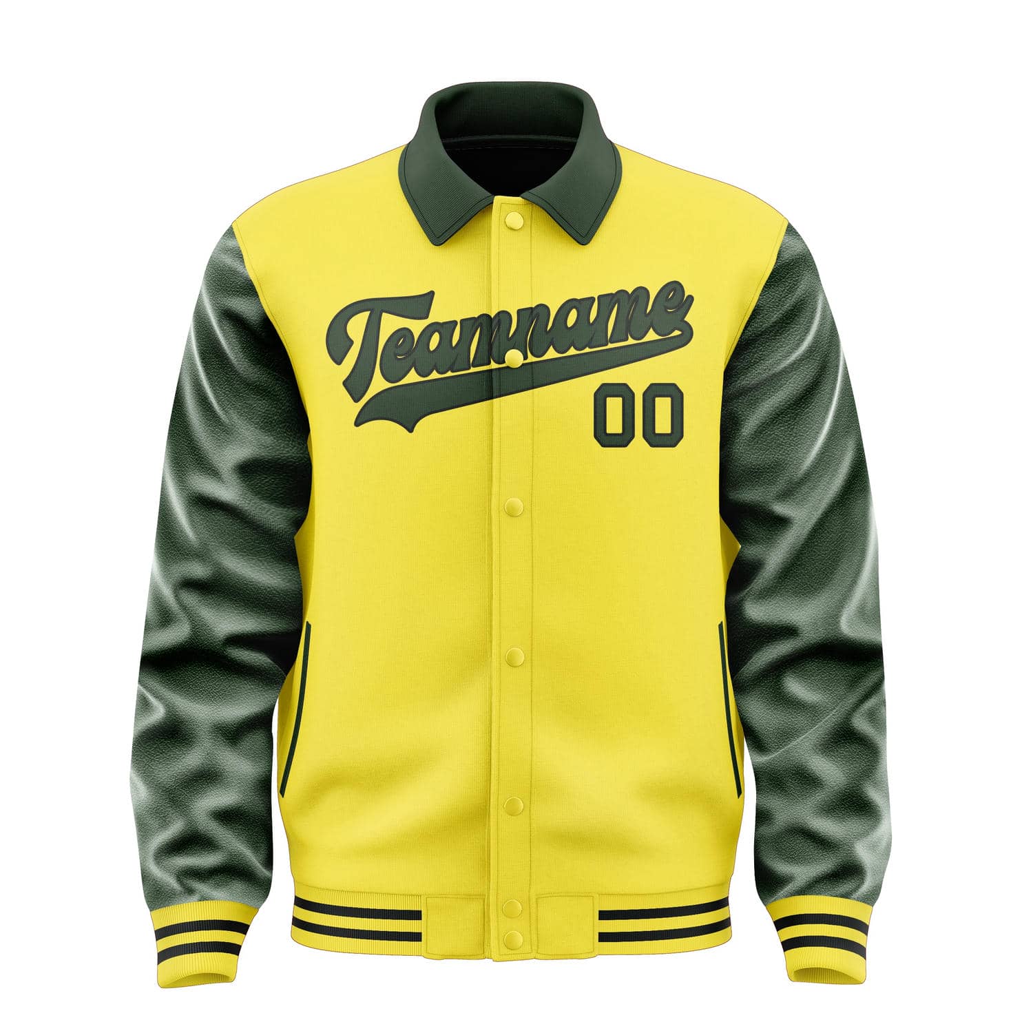 Maßgeschneidertes Blassgelb Tannengrün Jacke