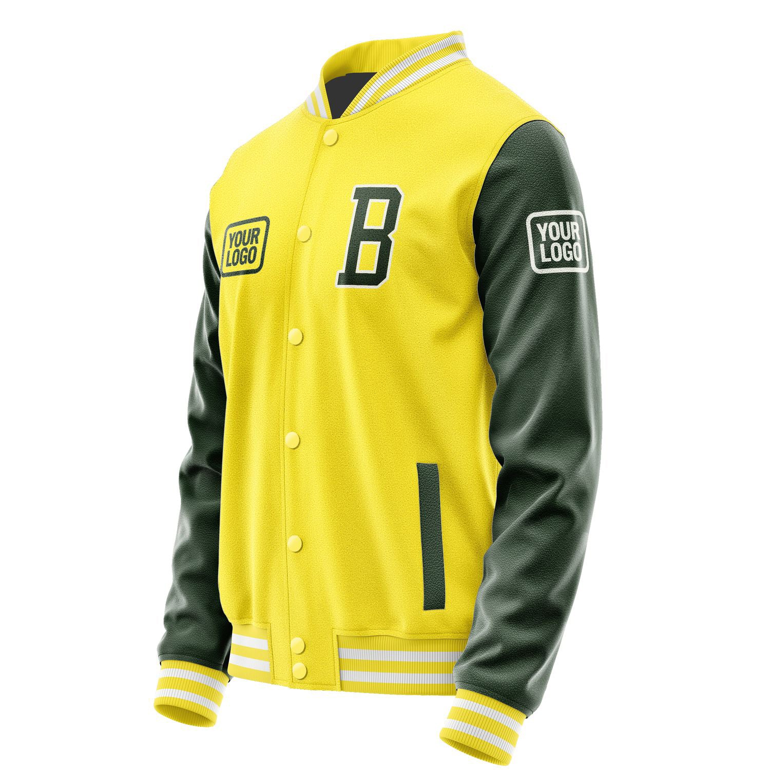 Maßgeschneidertes Blassgelb Tannengrün Jacke JA262606261818060618