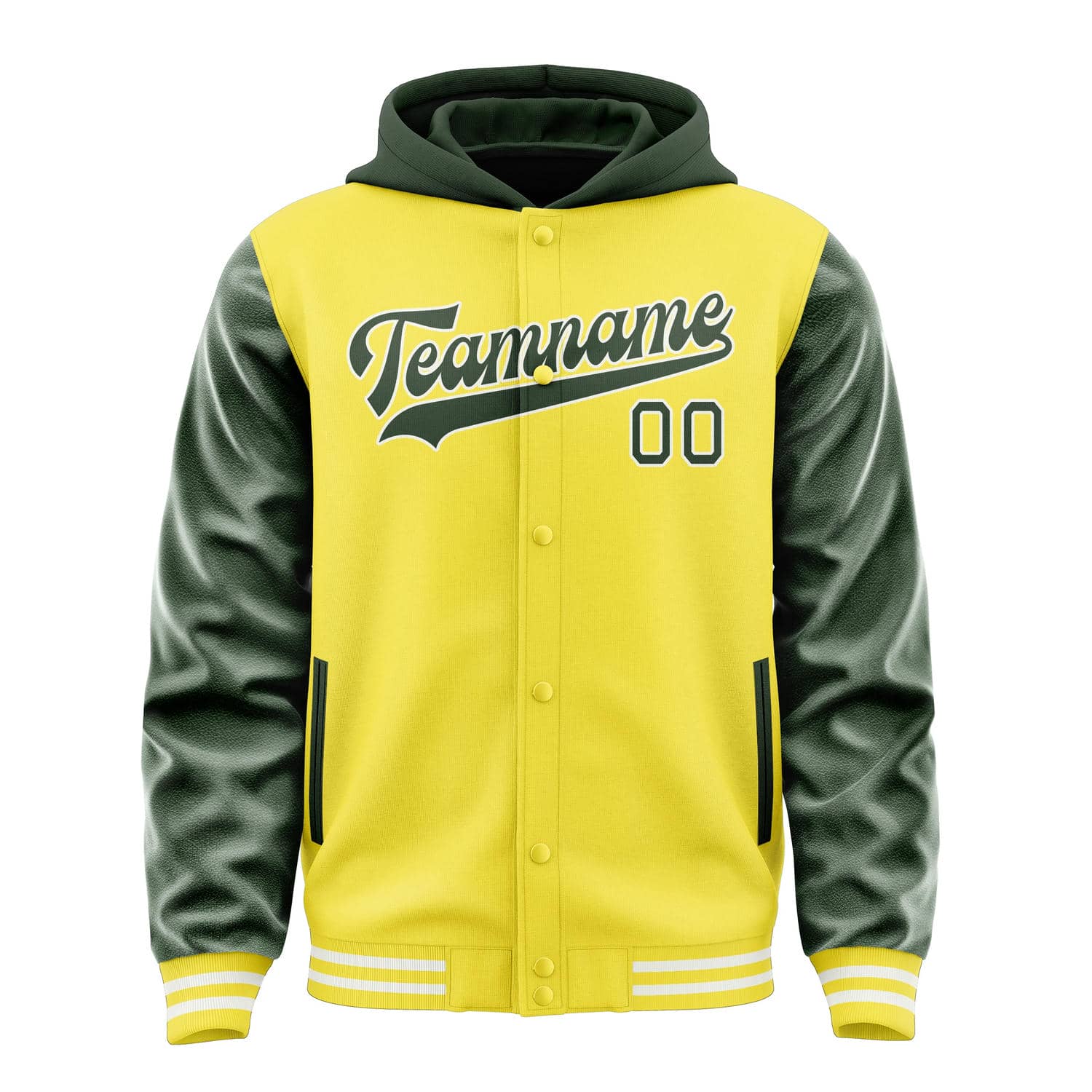 Maßgeschneidertes Blassgelb Tannengrün Jacke