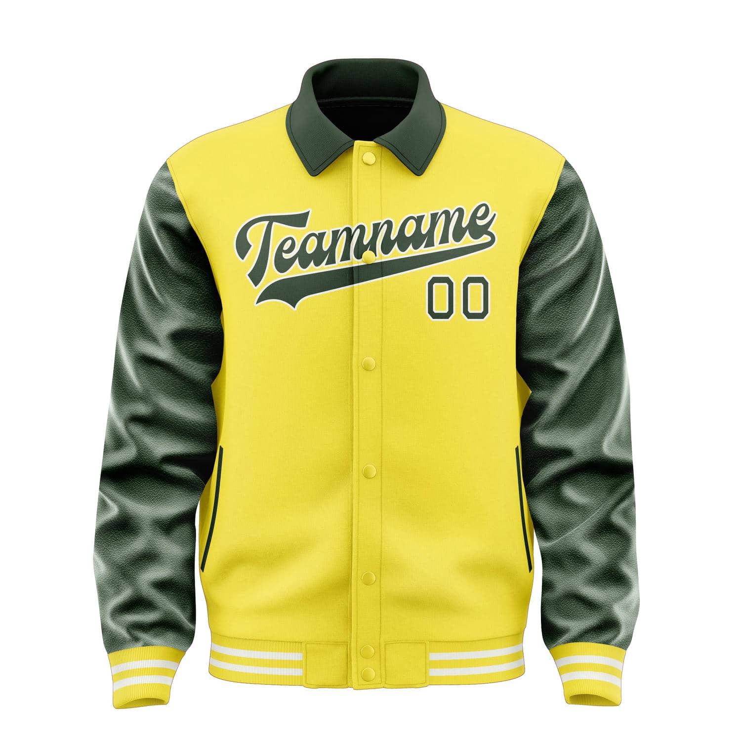 Maßgeschneidertes Blassgelb Tannengrün Jacke