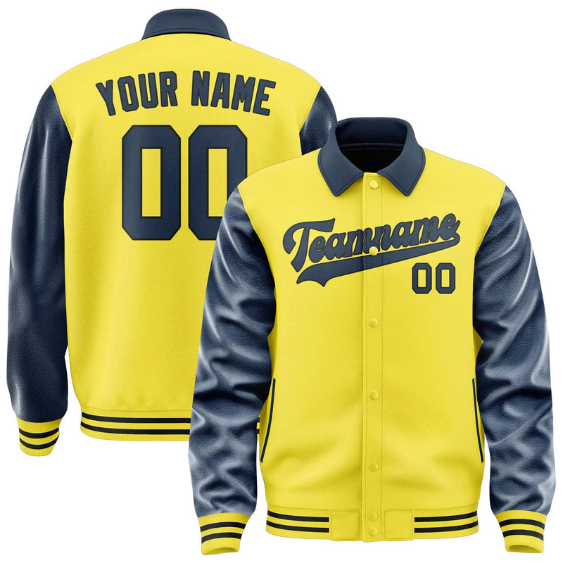 Maßgeschneidertes Blassgelb Marineblau Jacke JA262610261717101017