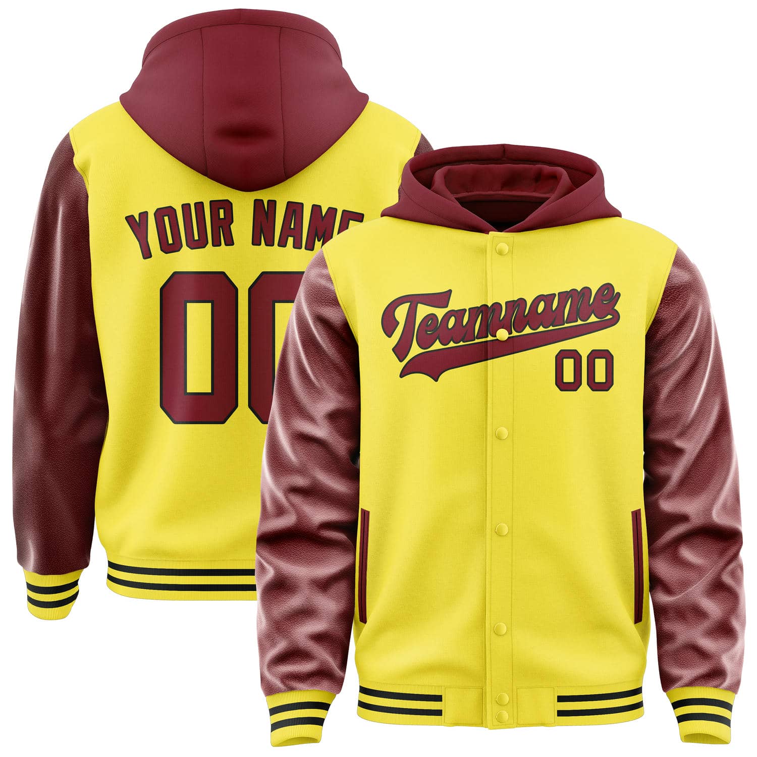 Maßgeschneidertes Blassgelb Karmesinrot Jacke JA262615261717151517
