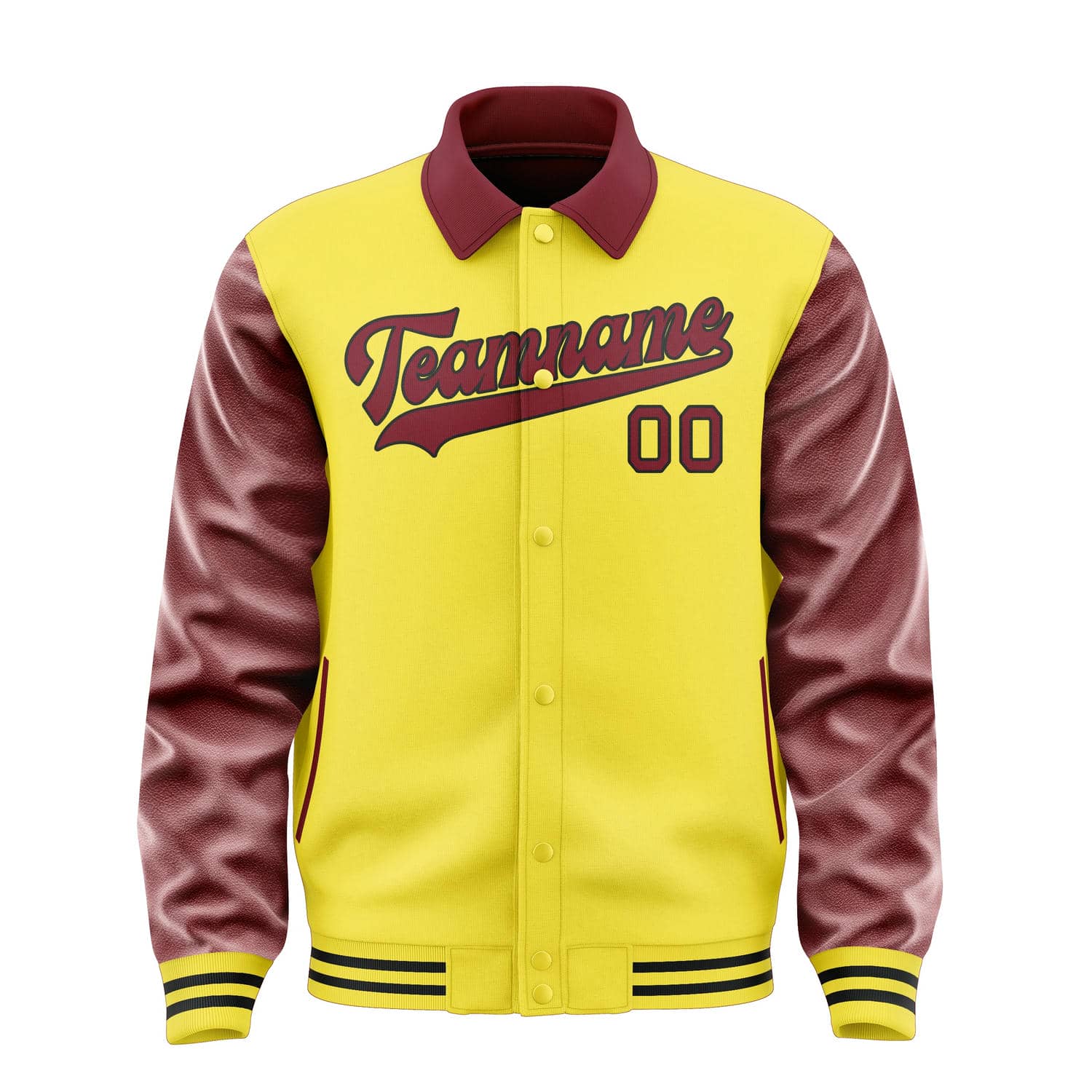 Maßgeschneidertes Blassgelb Karmesinrot Jacke