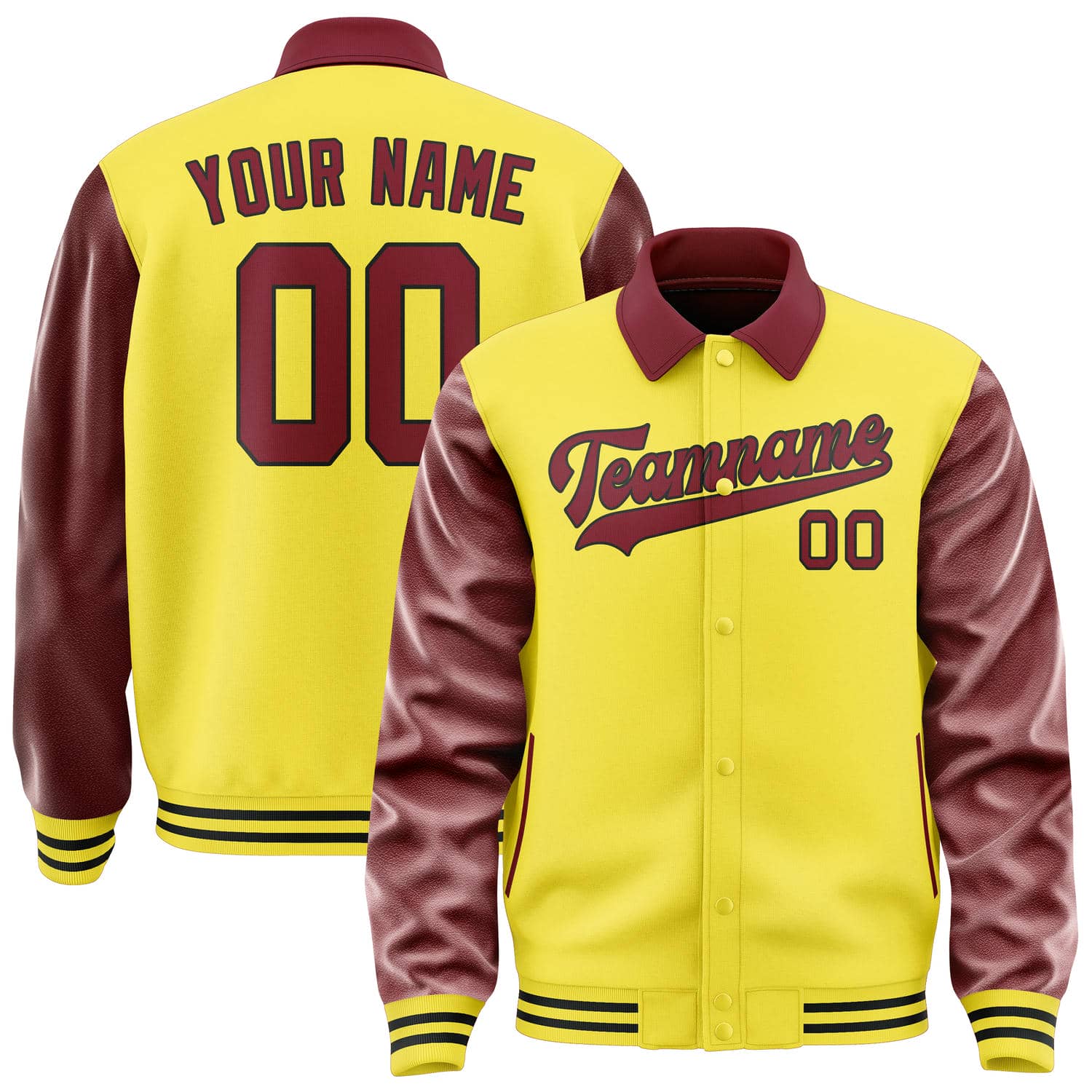 Maßgeschneidertes Blassgelb Karmesinrot Jacke JA262615261717151517