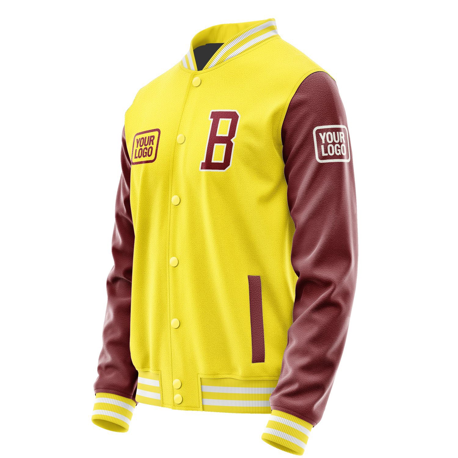 Maßgeschneidertes Blassgelb Karmesinrot Jacke JA262615261818151518