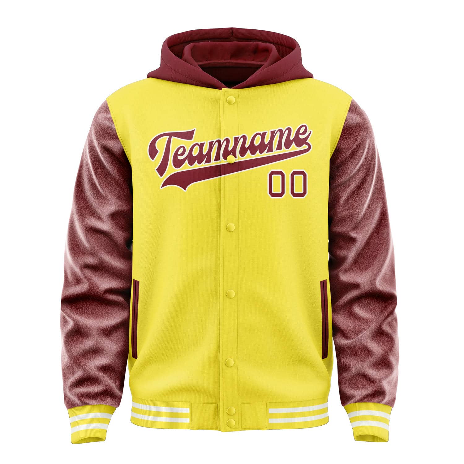 Maßgeschneidertes Blassgelb Karmesinrot Jacke