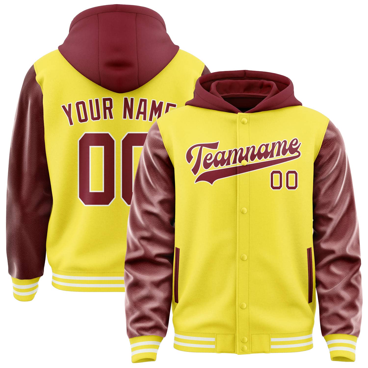 Maßgeschneidertes Blassgelb Karmesinrot Jacke JA262615261818151518