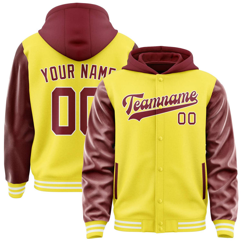 Maßgeschneidertes Blassgelb Karmesinrot Jacke JA262615261818151518