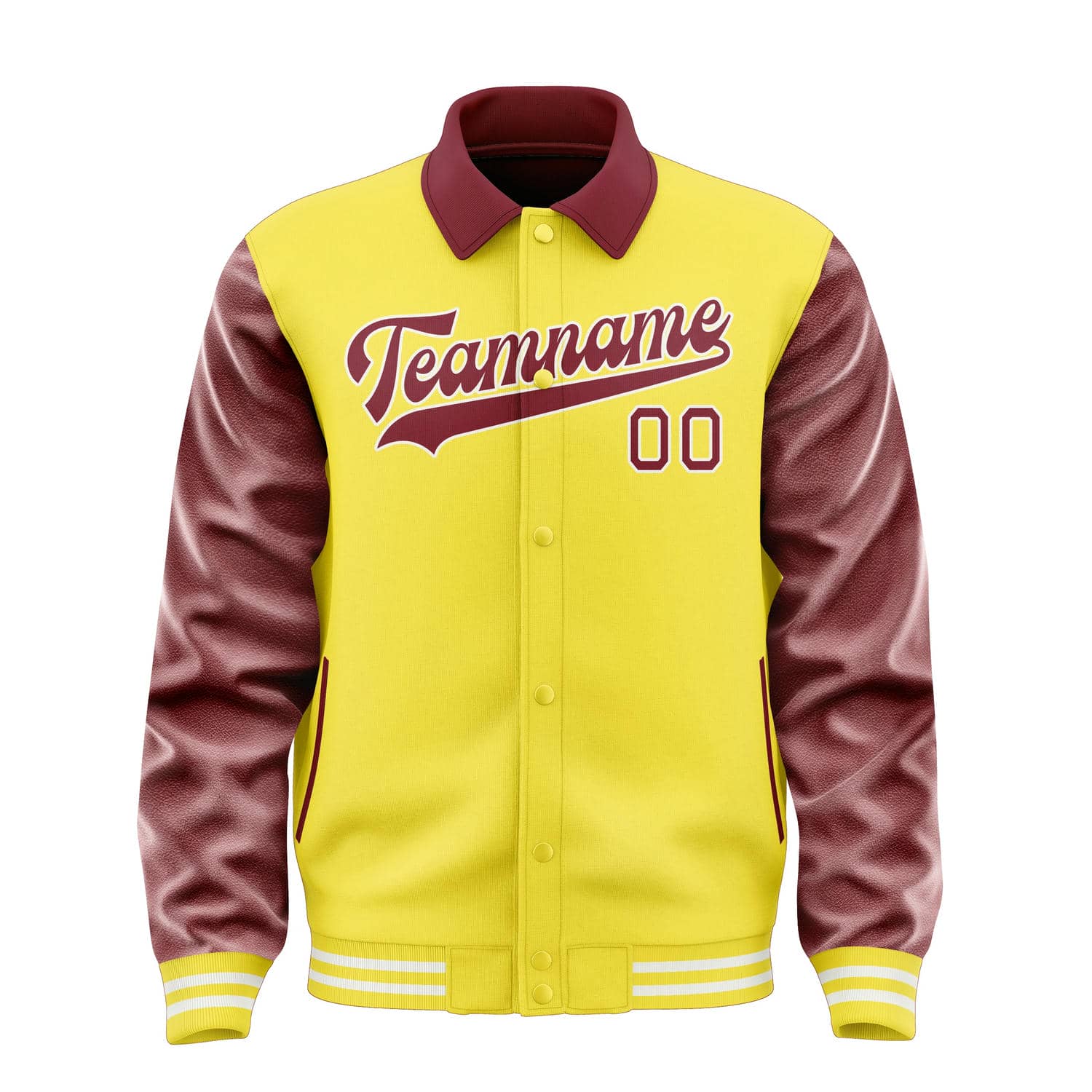 Maßgeschneidertes Blassgelb Karmesinrot Jacke