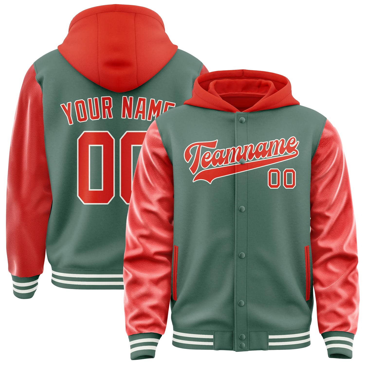 Maßgeschneidertes Blaugrün Orangerot Jacke