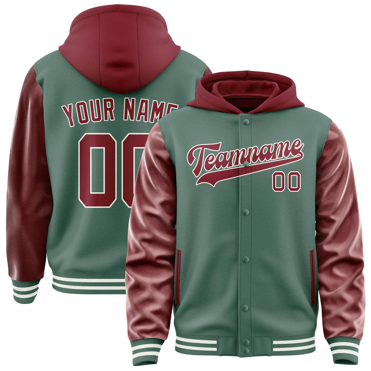 Maßgeschneidertes Blaugrün Karmesinrot Jacke