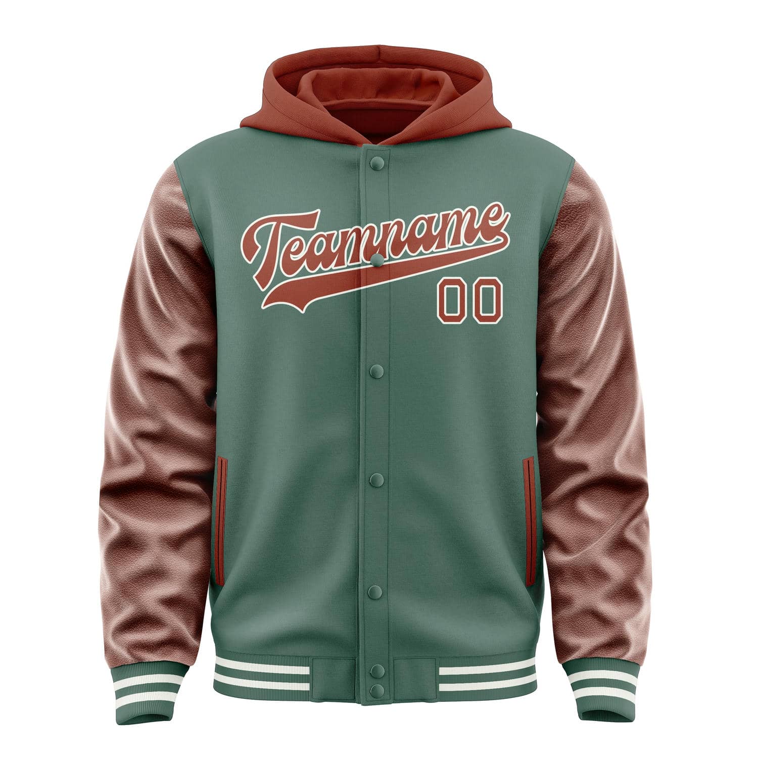 Maßgeschneidertes Blaugrün Korallenrot Jacke
