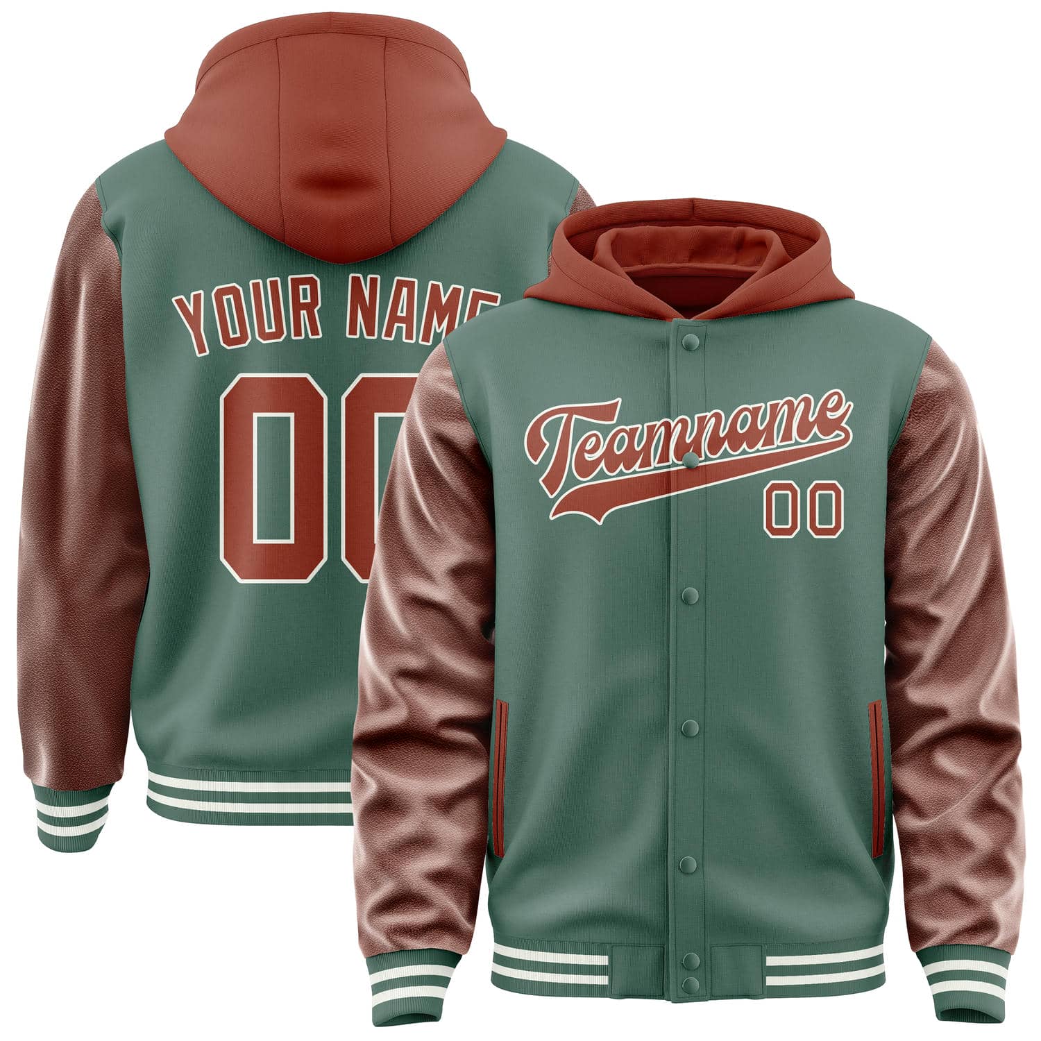 Maßgeschneidertes Blaugrün Korallenrot Jacke