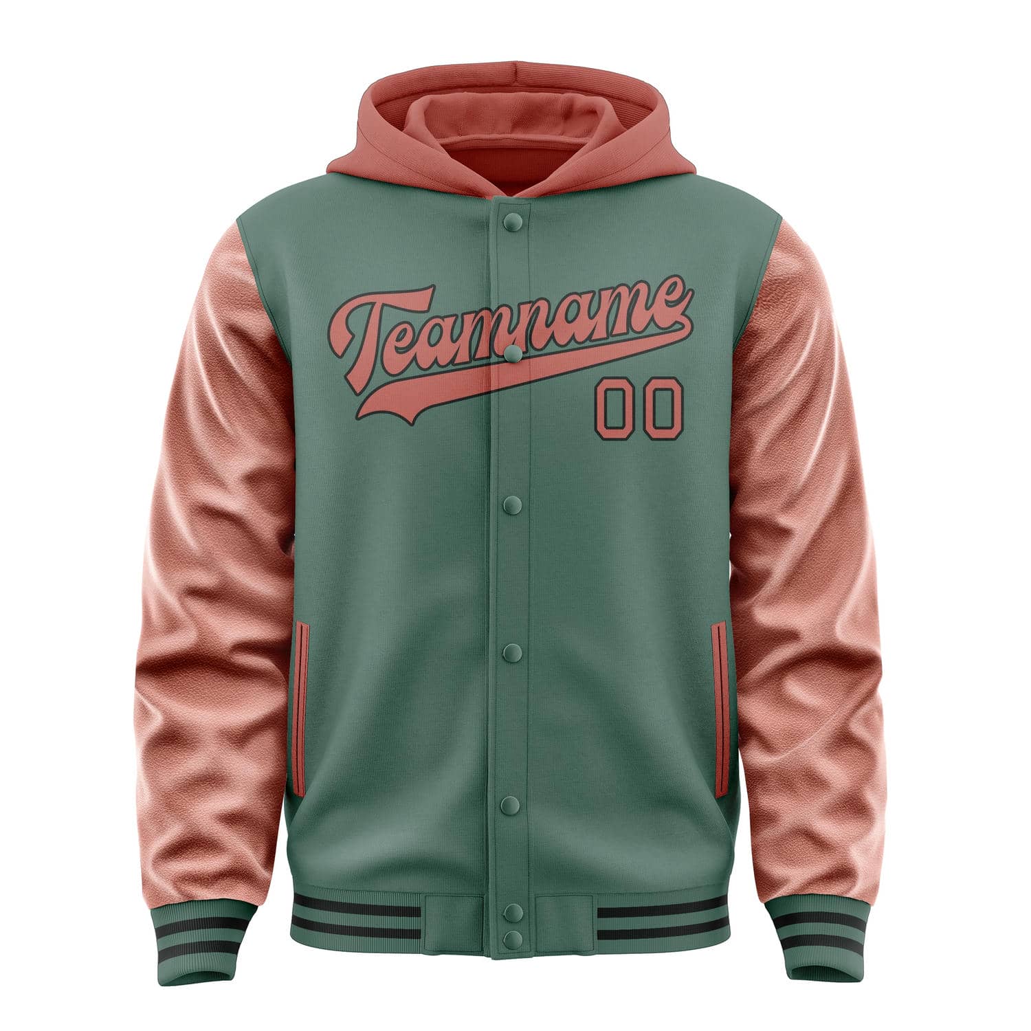 Maßgeschneidertes Blaugrün Kupferrose Jacke