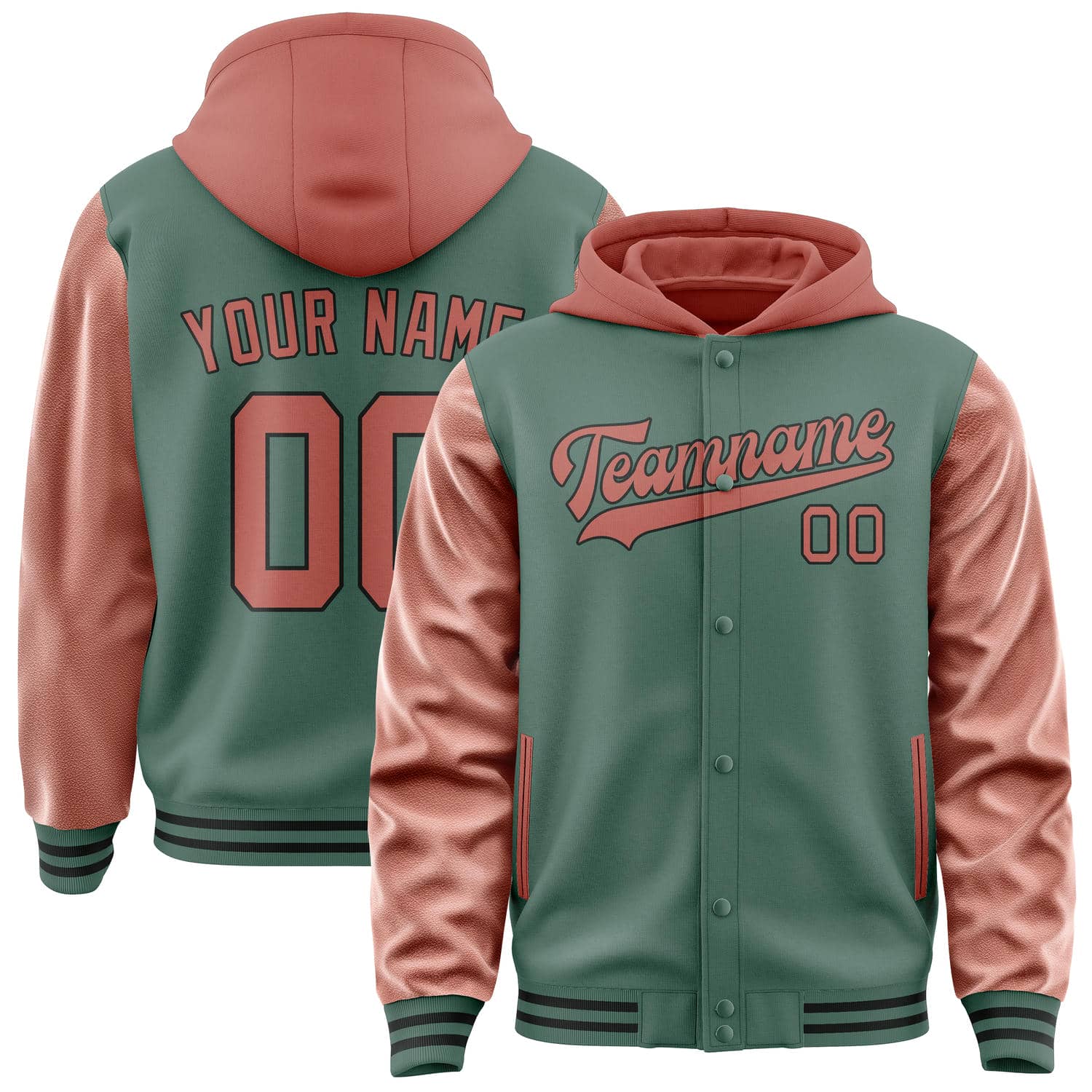 Maßgeschneidertes Blaugrün Kupferrose Jacke