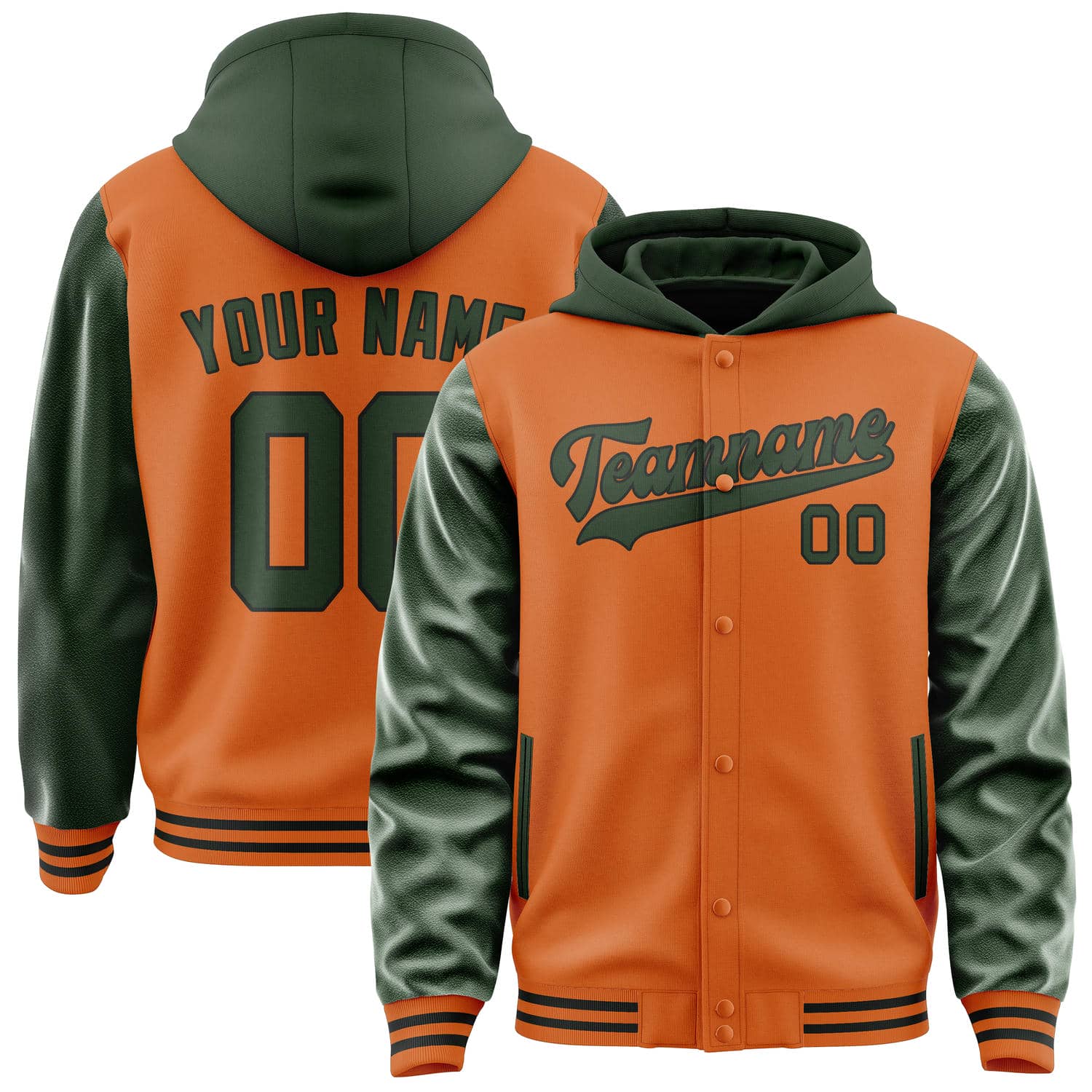 Maßgeschneidertes Orange Tannengrün Jacke
