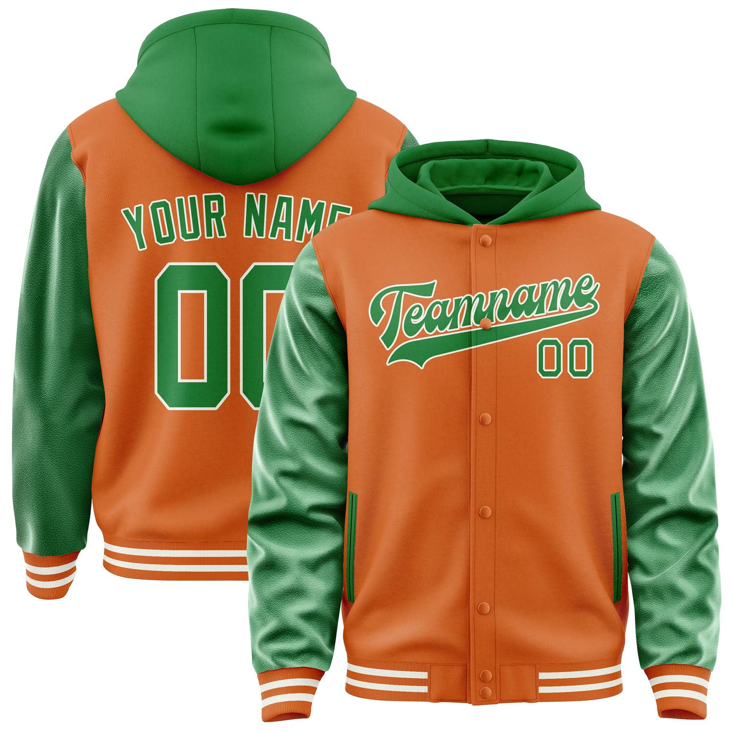 Maßgeschneidertes Orange Smaragdgrün Jacke
