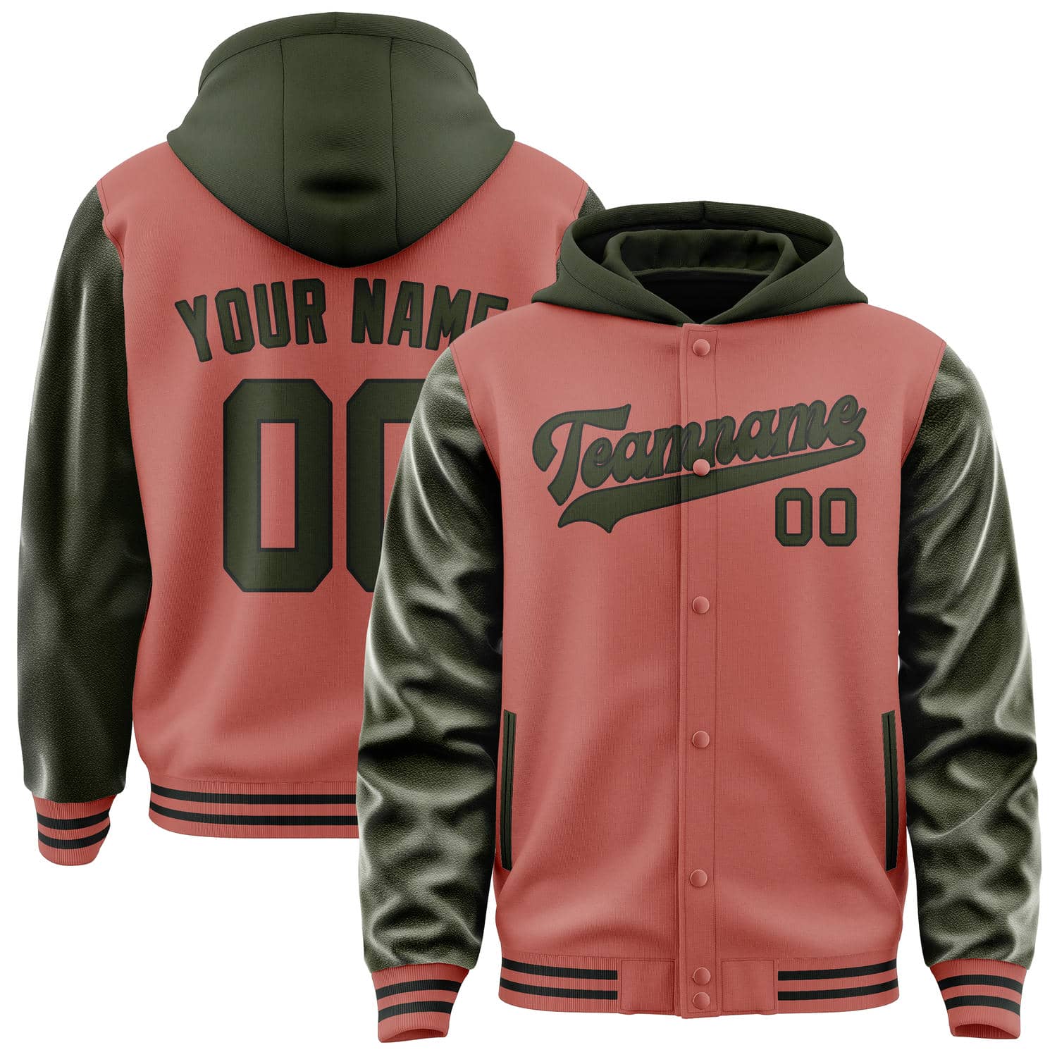 Maßgeschneidertes Kupferrose Dunkles Oliv Jacke