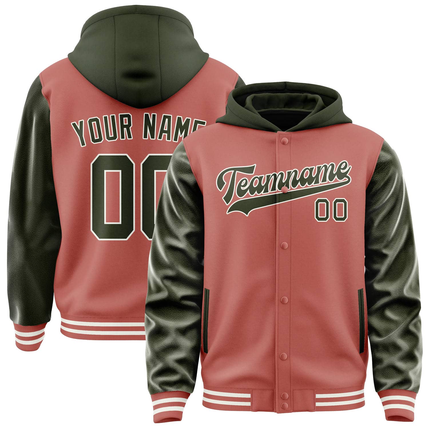 Maßgeschneidertes Kupferrose Dunkles Oliv Jacke