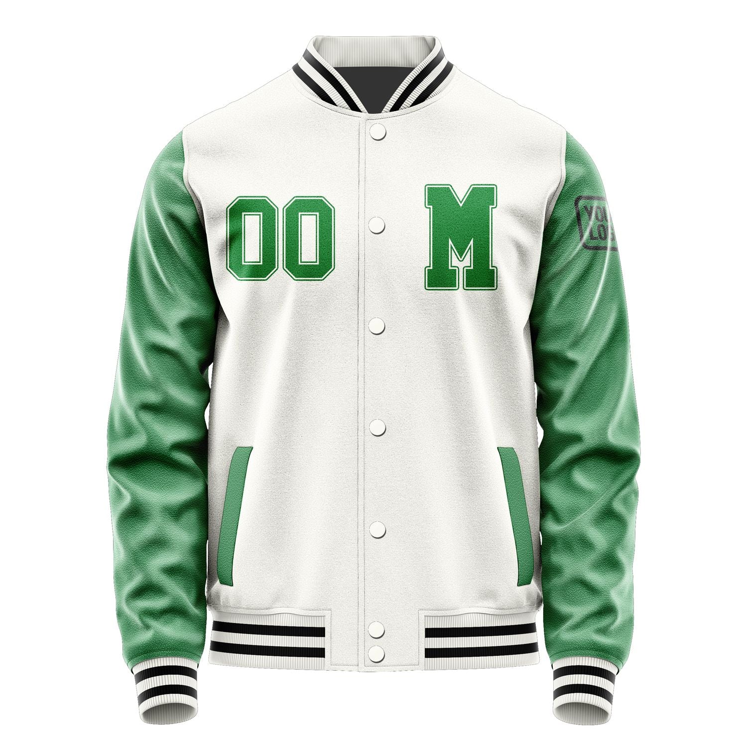 Maßgeschneidertes Weiß Smaragdgrün Jacke JB1818241817241817