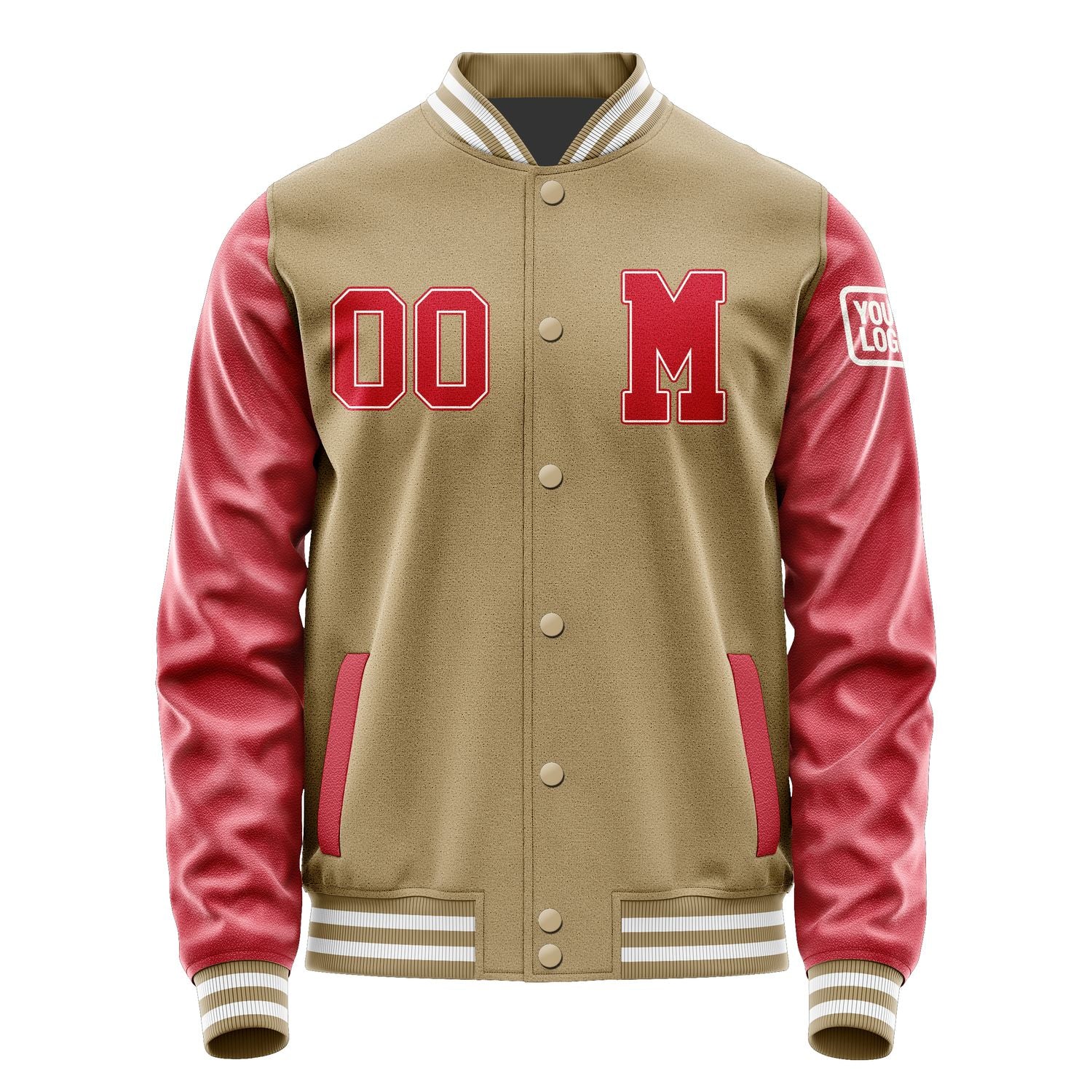 Maßgeschneidertes Hellkhaki Rot Jacke JB2525142518141818