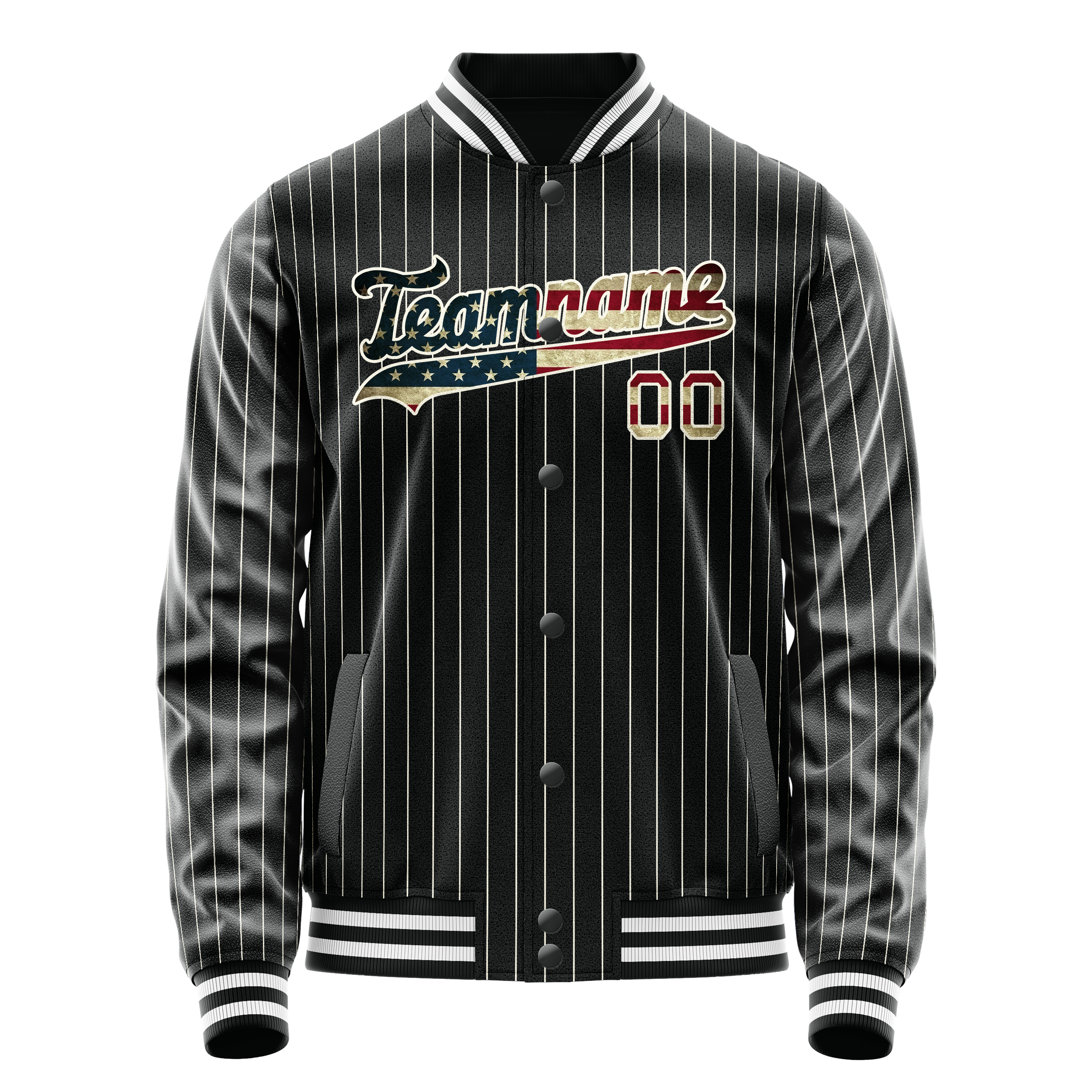 Maßgeschneidertes Schwarz Vintage Usa Flagge Jacke