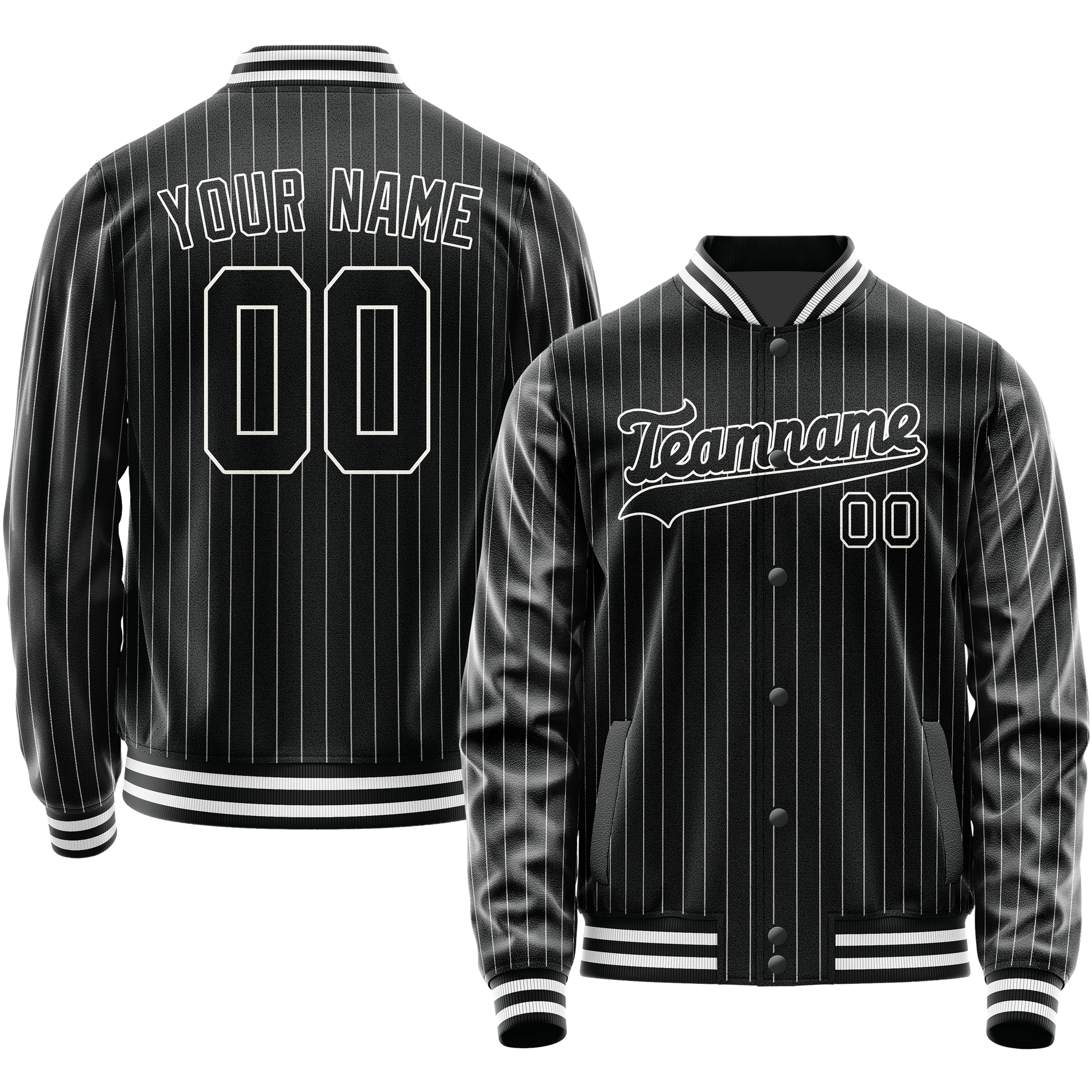 Maßgeschneidertes Schwarz Weiß Collegejacke JA02240617HF059