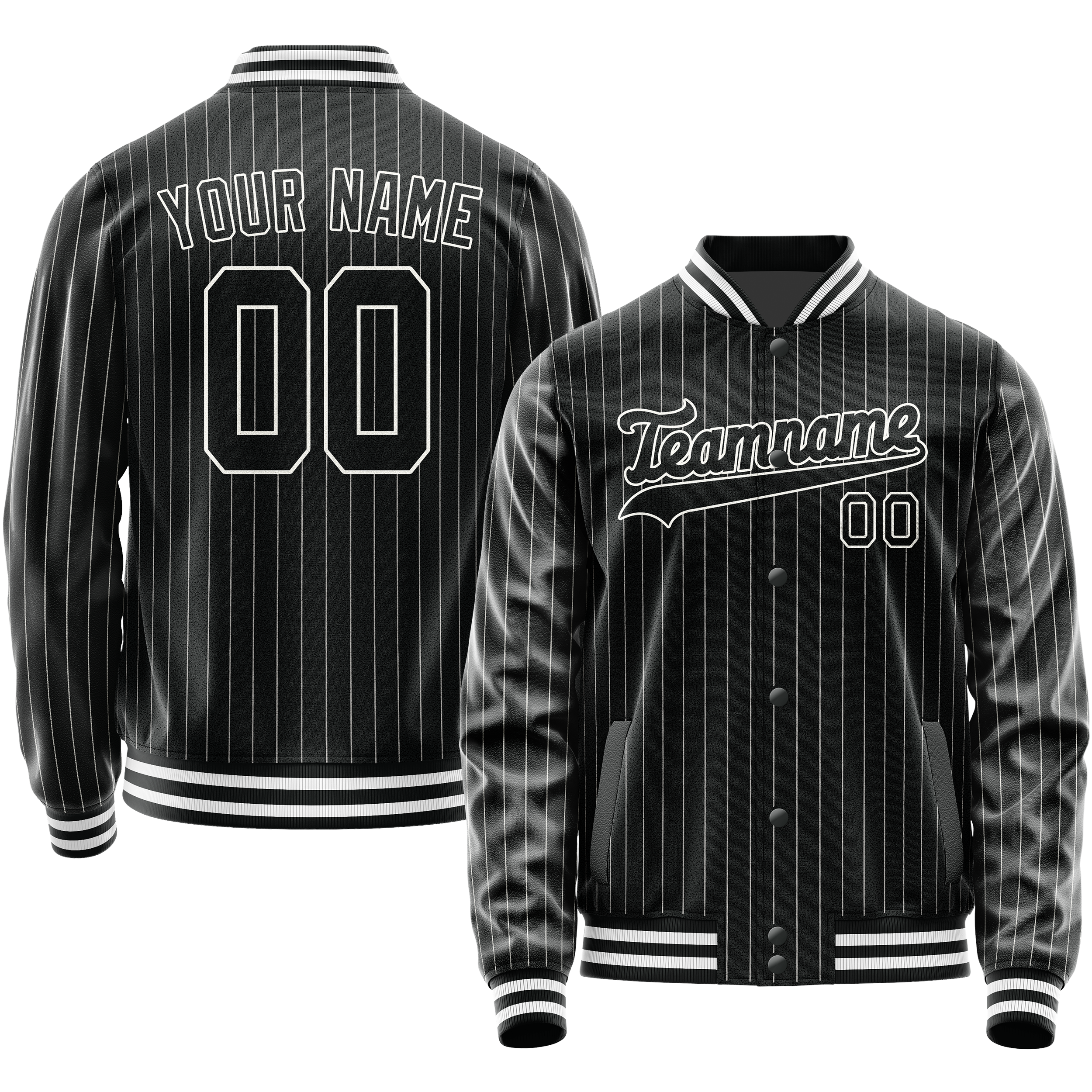Maßgeschneidertes Schwarz Weiß Collegejacke JA02240617HF059