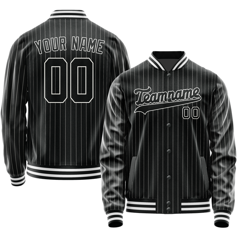 Maßgeschneidertes Schwarz Weiß Collegejacke JA02240617HF059