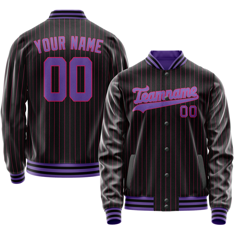 Maßgeschneidertes Schwarz Lila Collegejacke JA02240617HF055