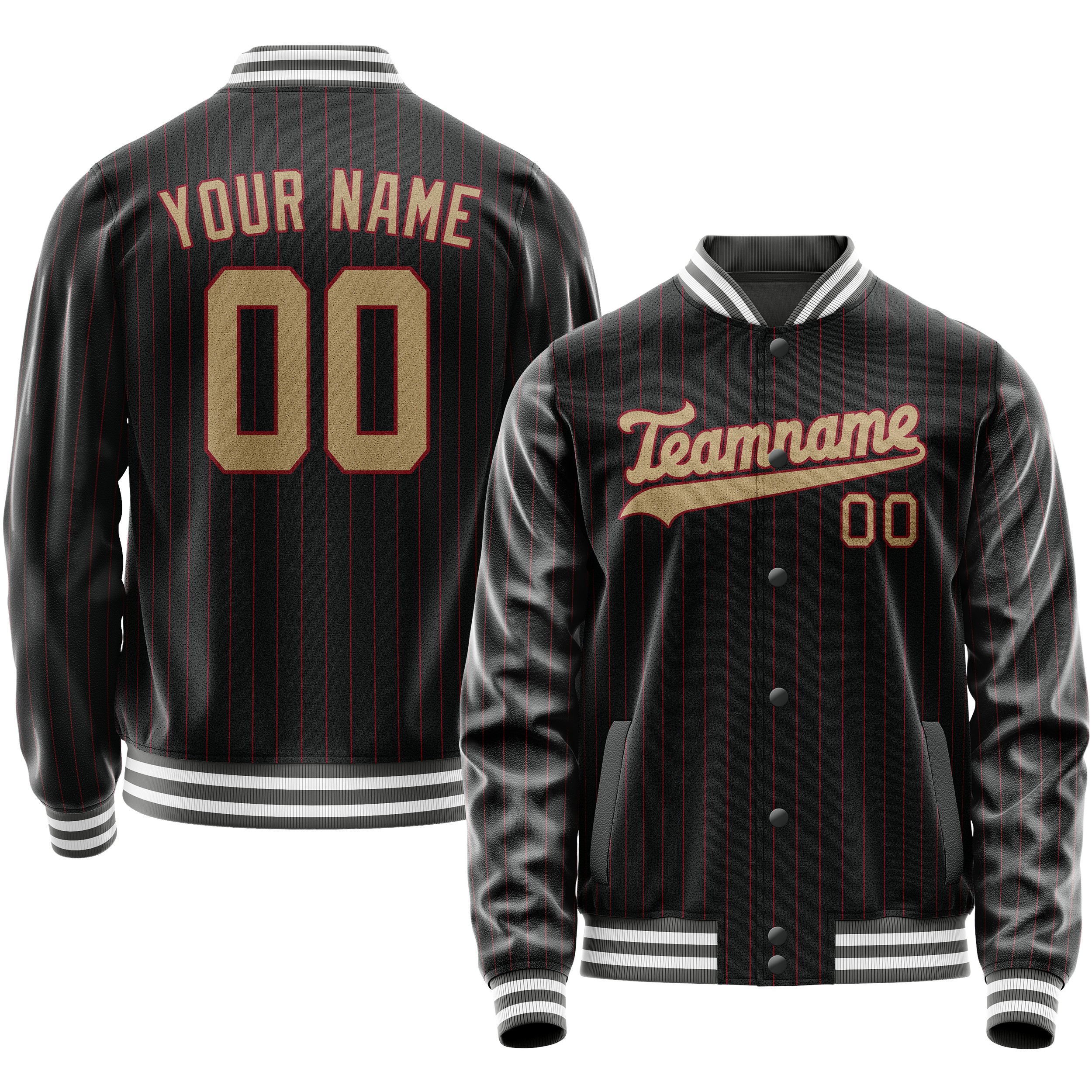Maßgeschneidertes Schwarz Creme Collegejacke JA02240617HF034