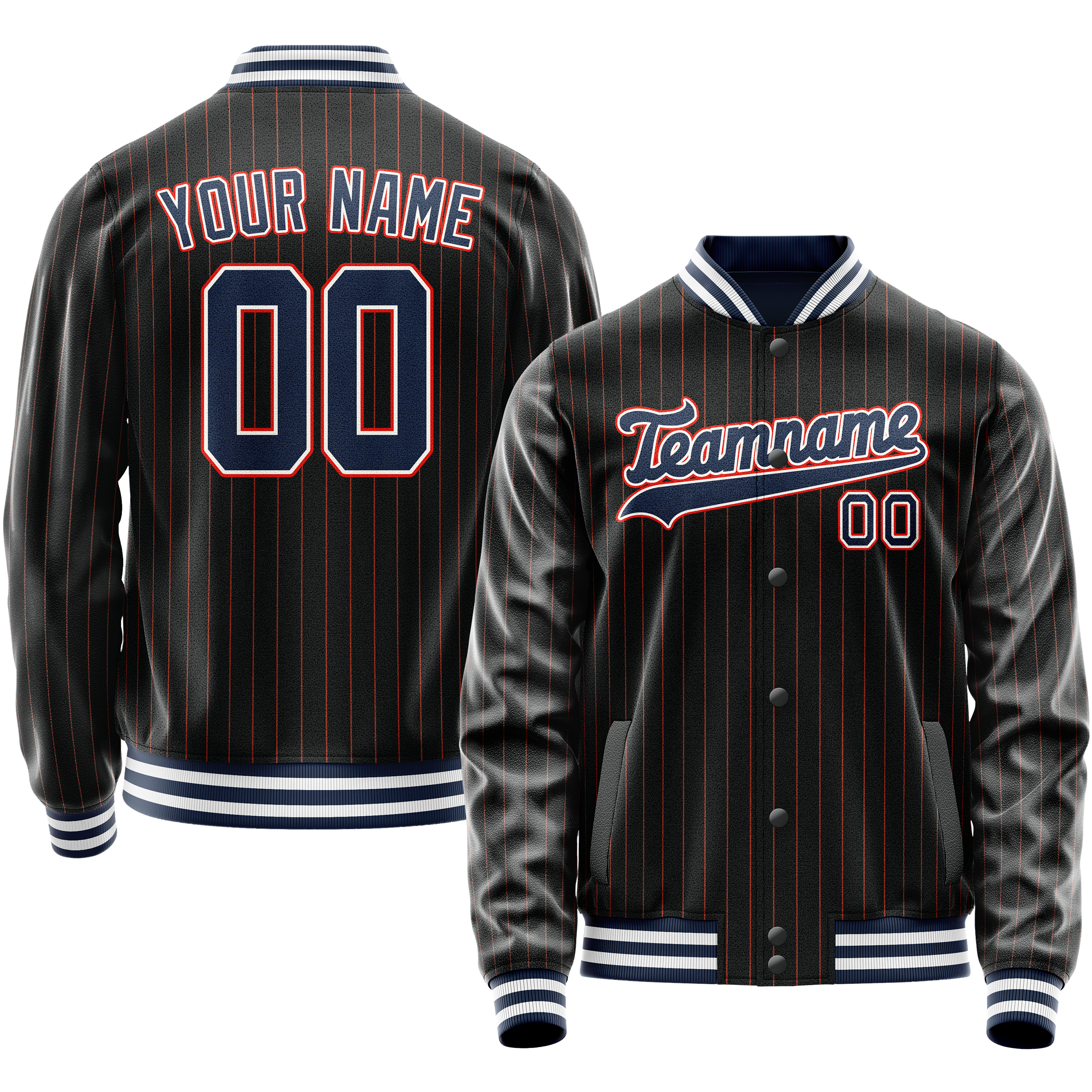 Maßgeschneidertes Schwarz Königsblau Collegejacke JA02240617HF035