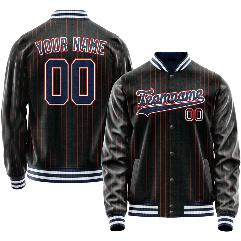 Maßgeschneidertes Schwarz Königsblau Collegejacke JA02240617HF035