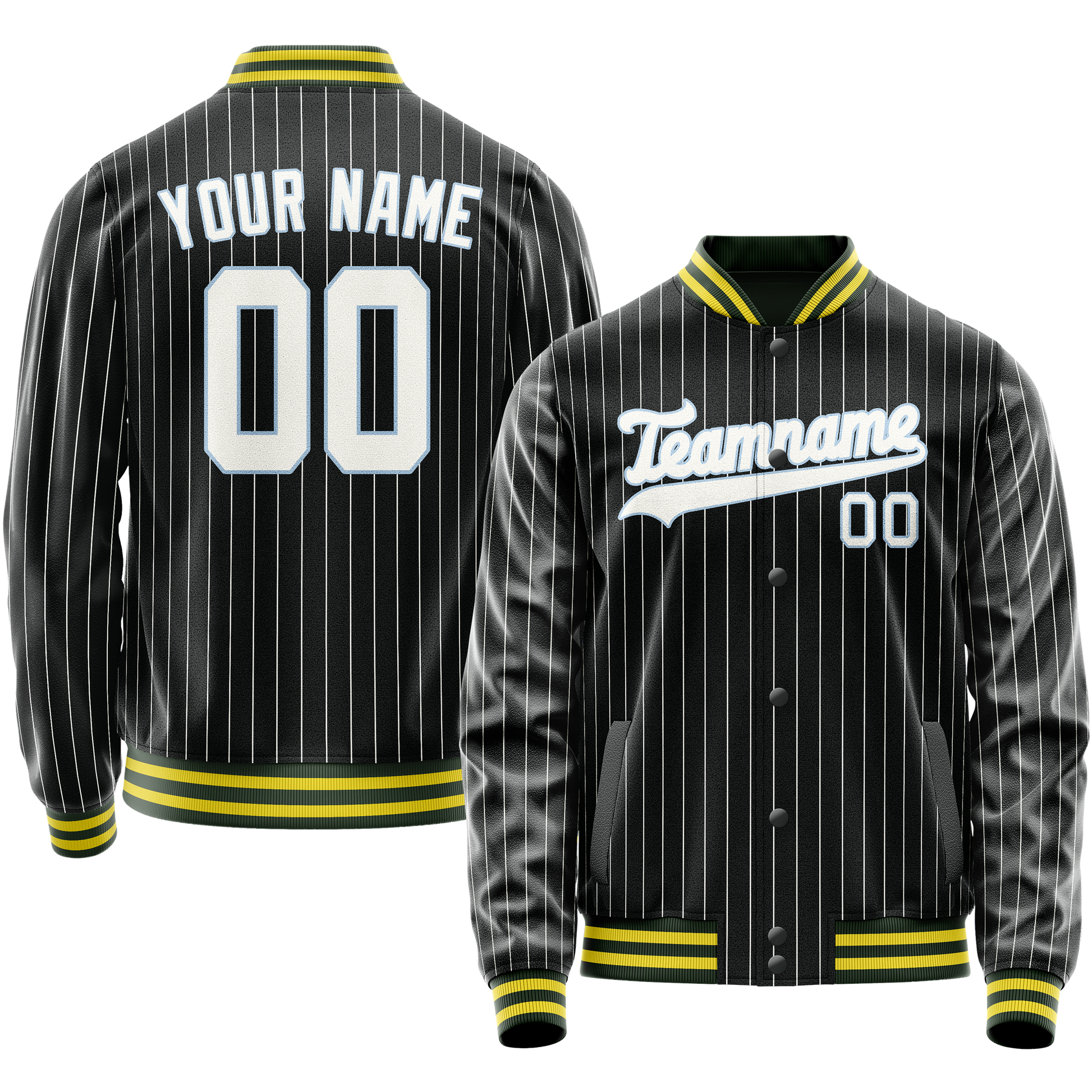 Maßgeschneidertes Schwarz Weiß Collegejacke JA02240617HF045