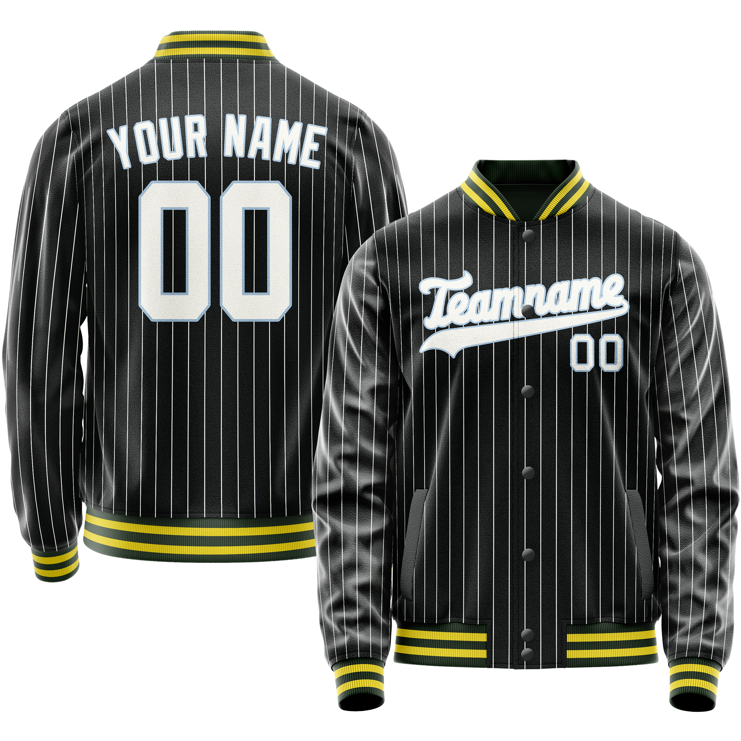 Maßgeschneidertes Schwarz Weiß Collegejacke JA02240617HF045