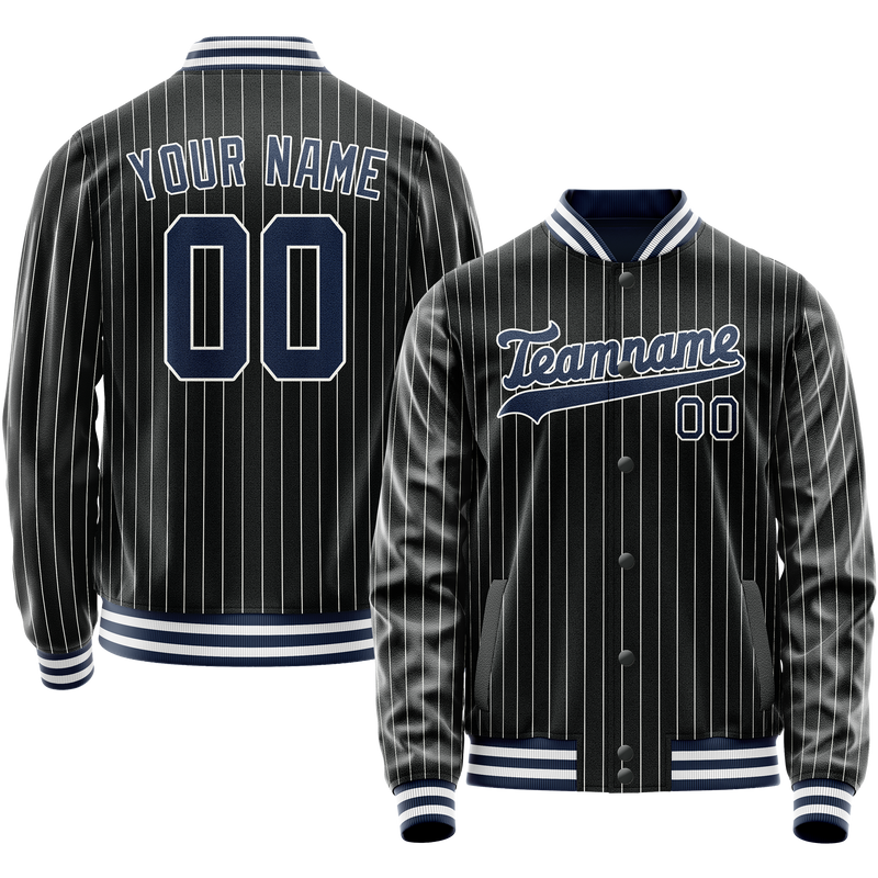 Maßgeschneidertes Schwarz Königsblau Collegejacke JA02240617HF057
