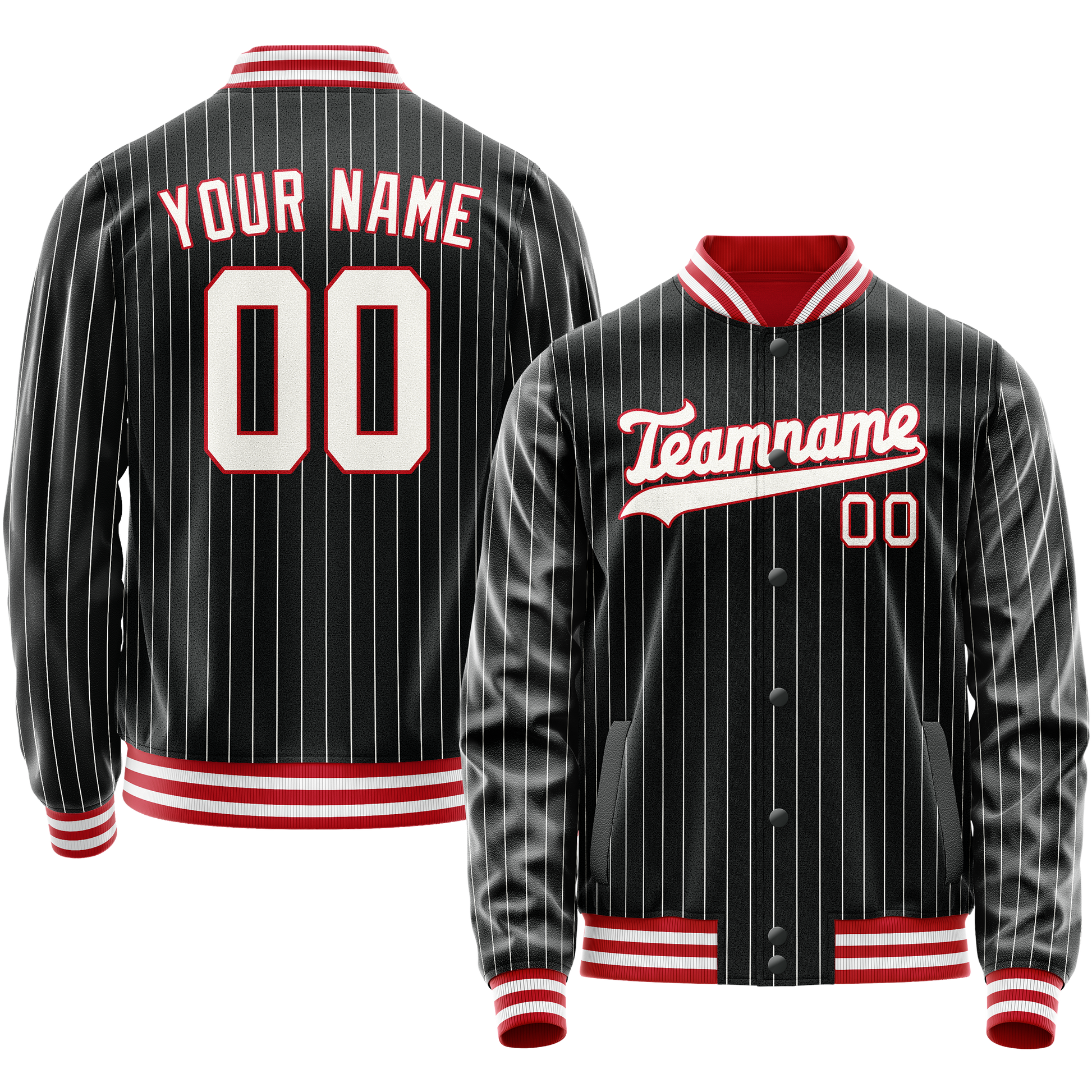 Maßgeschneidertes Schwarz Weiß Collegejacke JA02240617HF056