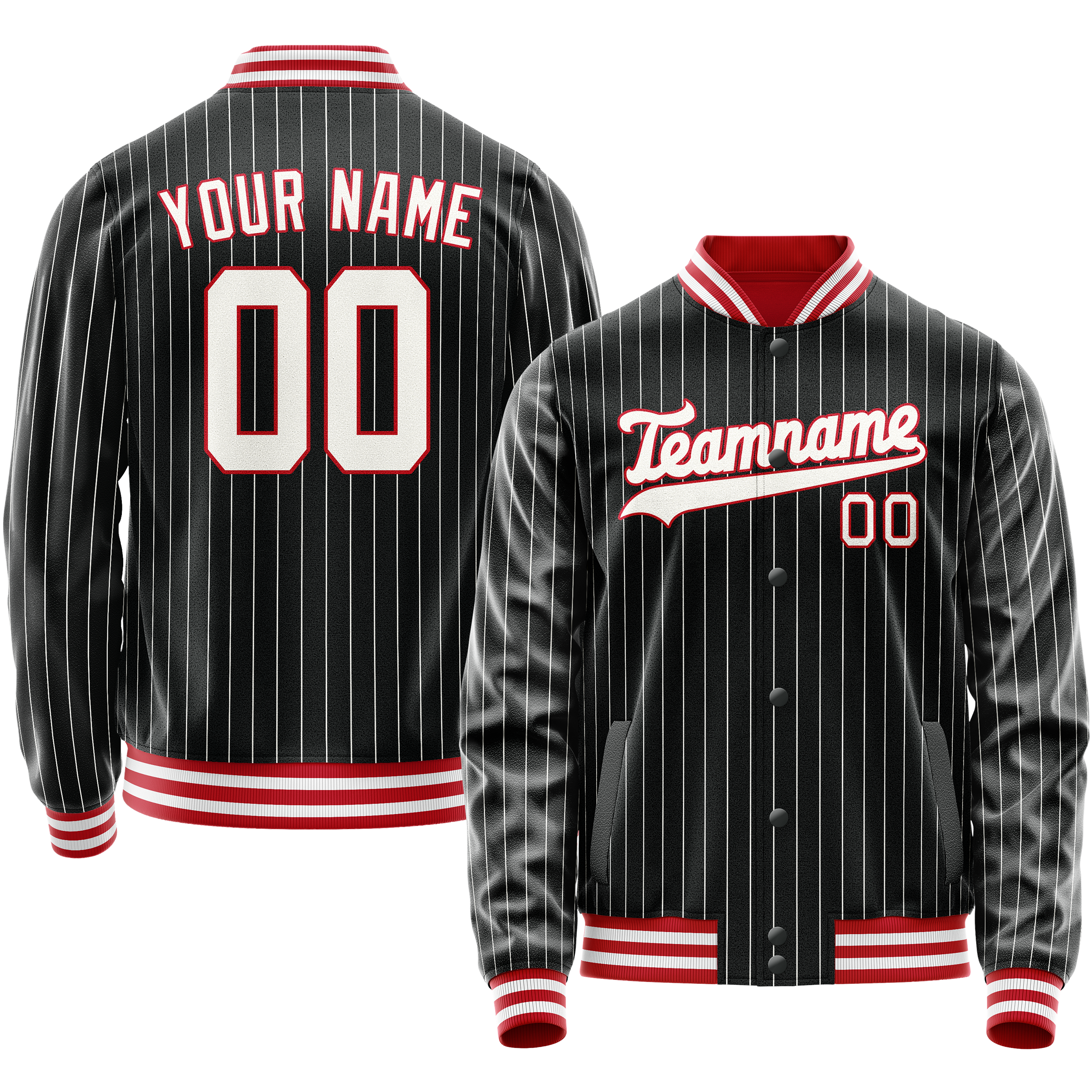 Maßgeschneidertes Schwarz Weiß Collegejacke JA02240617HF056