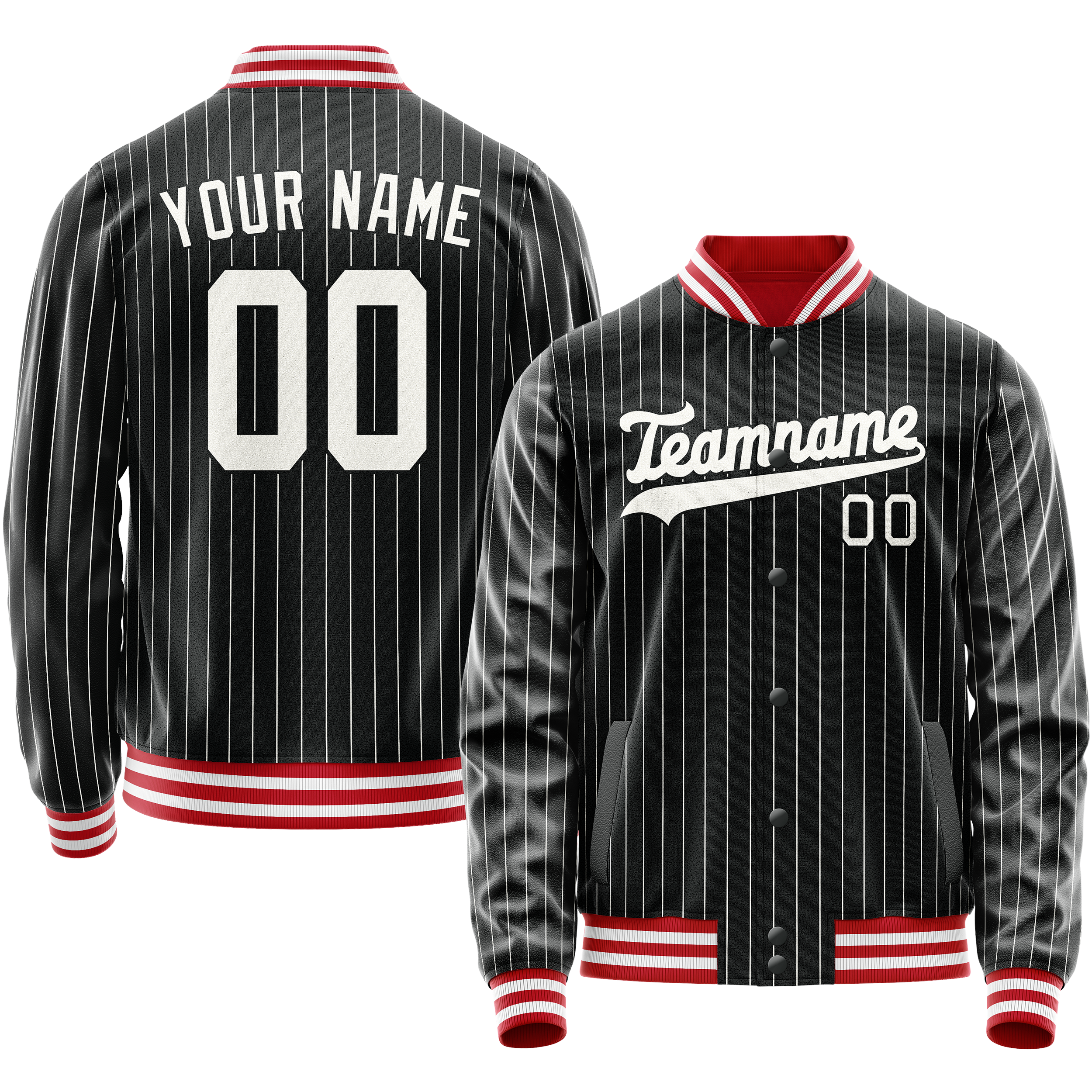 Maßgeschneidertes Schwarz Weiß Collegejacke JA02240617HF047
