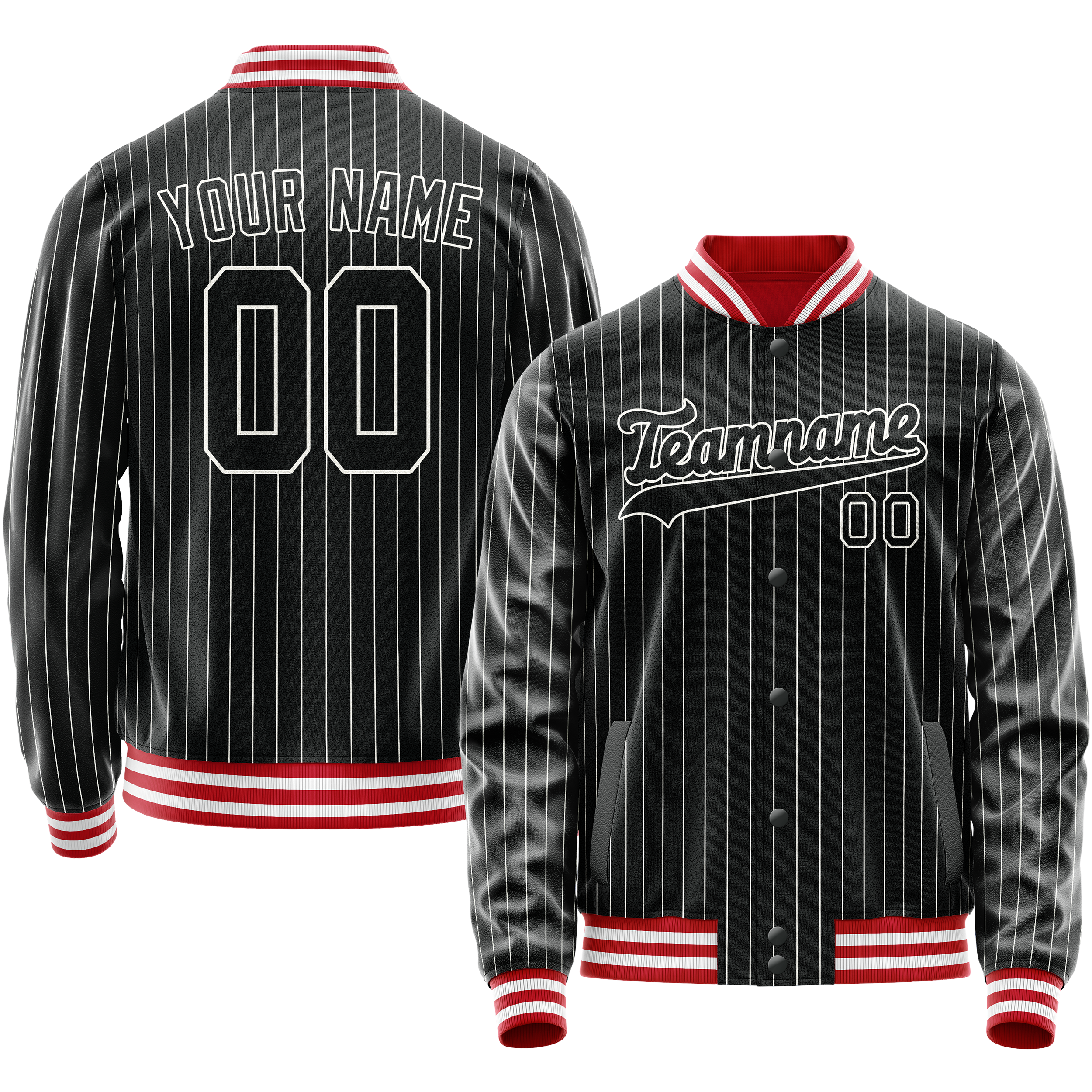 Maßgeschneidertes Schwarz Weiß Collegejacke JA02240617HF043