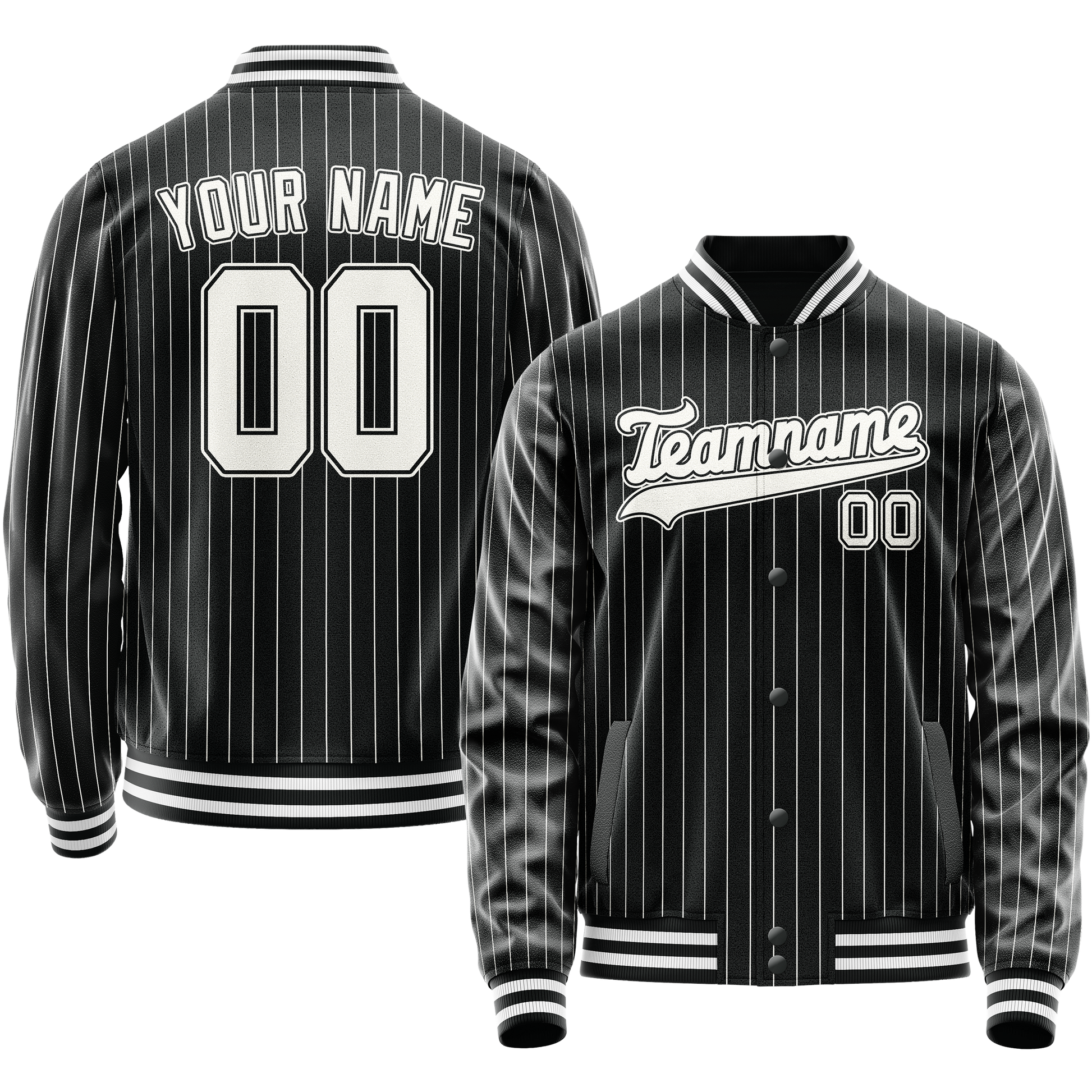 Maßgeschneidertes Schwarz Weiß Collegejacke JA02240617HF053