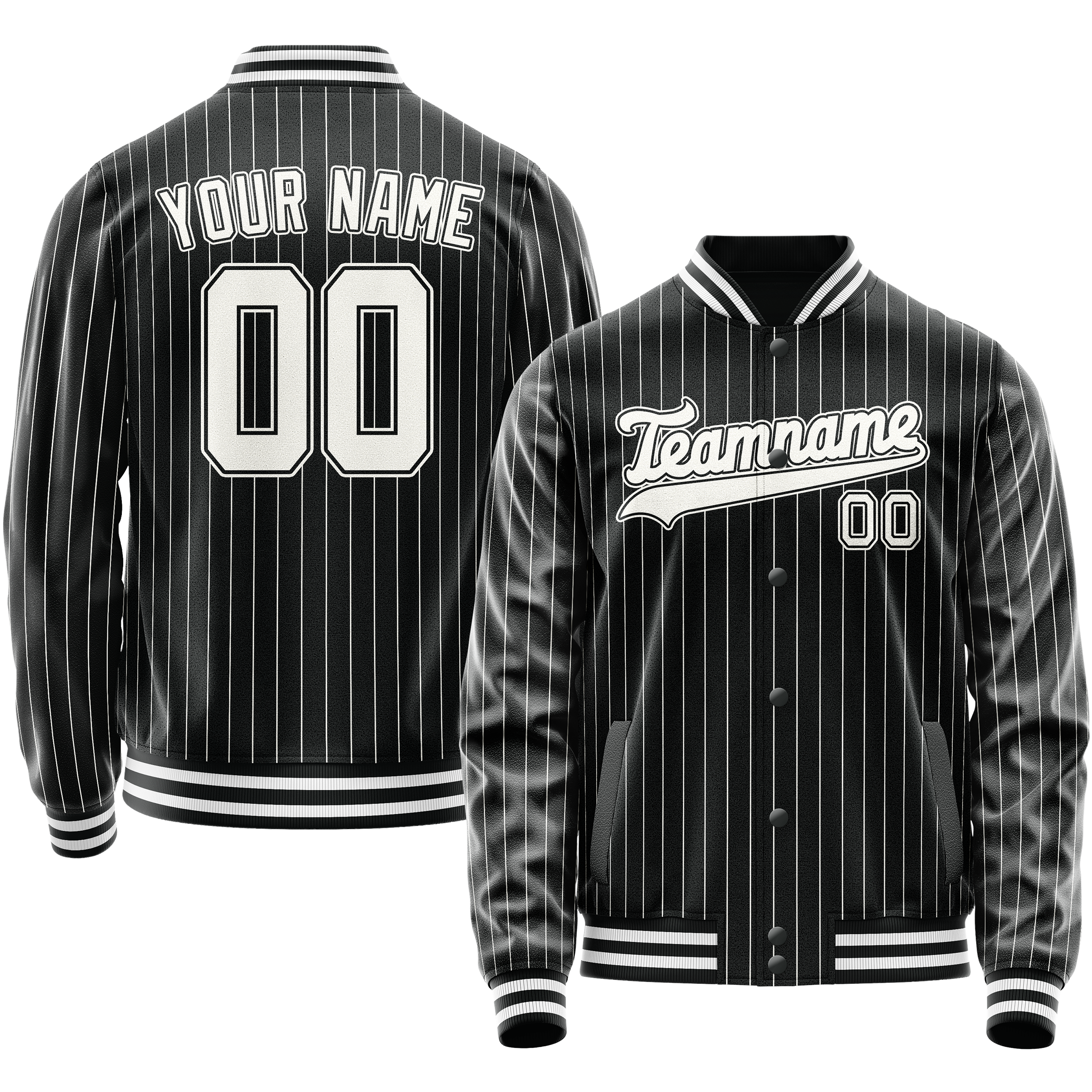 Maßgeschneidertes Schwarz Weiß Collegejacke JA02240617HF053