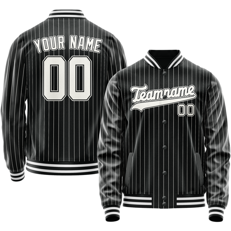 Maßgeschneidertes Schwarz Weiß Collegejacke JA02240617HF053
