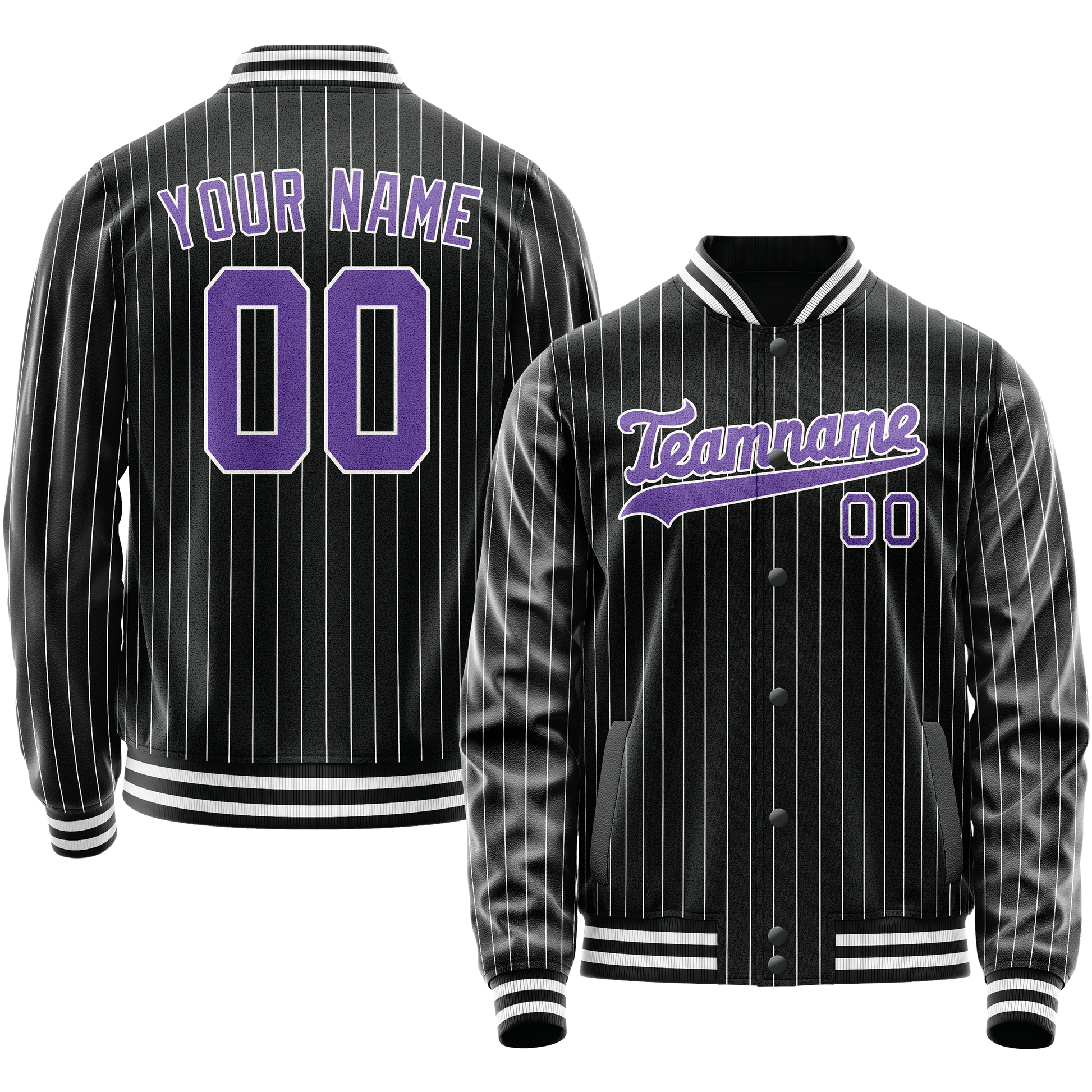 Maßgeschneidertes Schwarz Lila Collegejacke JA02240617HF049
