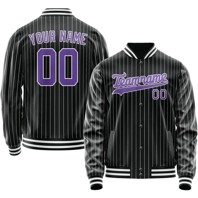 Maßgeschneidertes Schwarz Lila Collegejacke JA02240617HF049