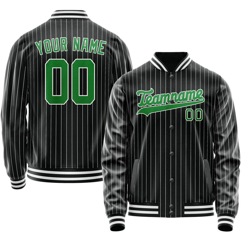 Maßgeschneidertes Schwarz Neongrün Collegejacke JA02240617HF048