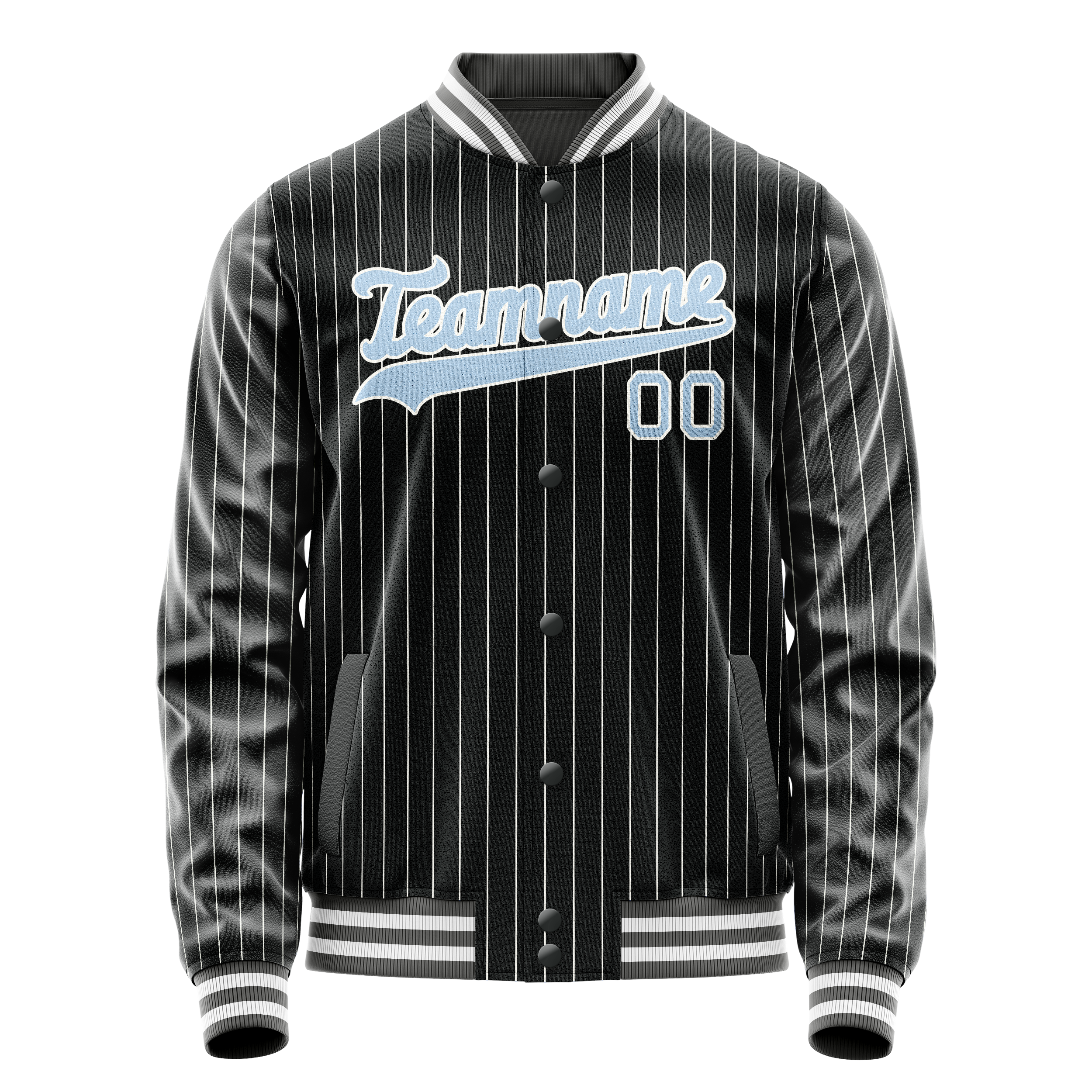 Maßgeschneidertes Schwarz Hellblau Jacke