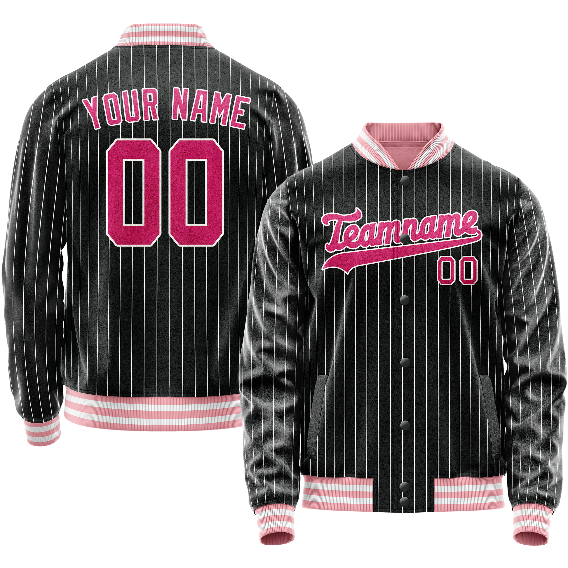 Maßgeschneidertes Schwarz Rosa Collegejacke JA02240617HF039